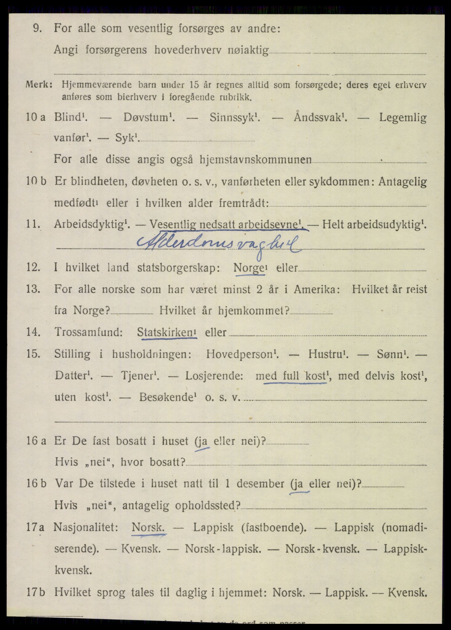 SAT, 1920 census for Dønnes, 1920, p. 2871