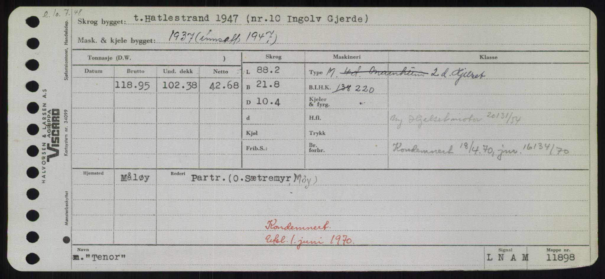 Sjøfartsdirektoratet med forløpere, Skipsmålingen, RA/S-1627/H/Hd/L0038: Fartøy, T-Th, p. 441