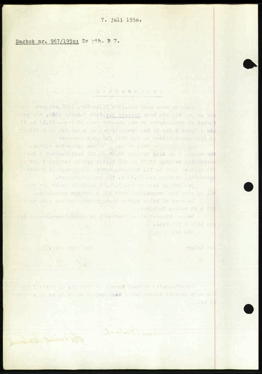 Nedenes sorenskriveri, SAK/1221-0006/G/Gb/Gba/L0062: Mortgage book no. A14, 1949-1950, Diary no: : 967/1950