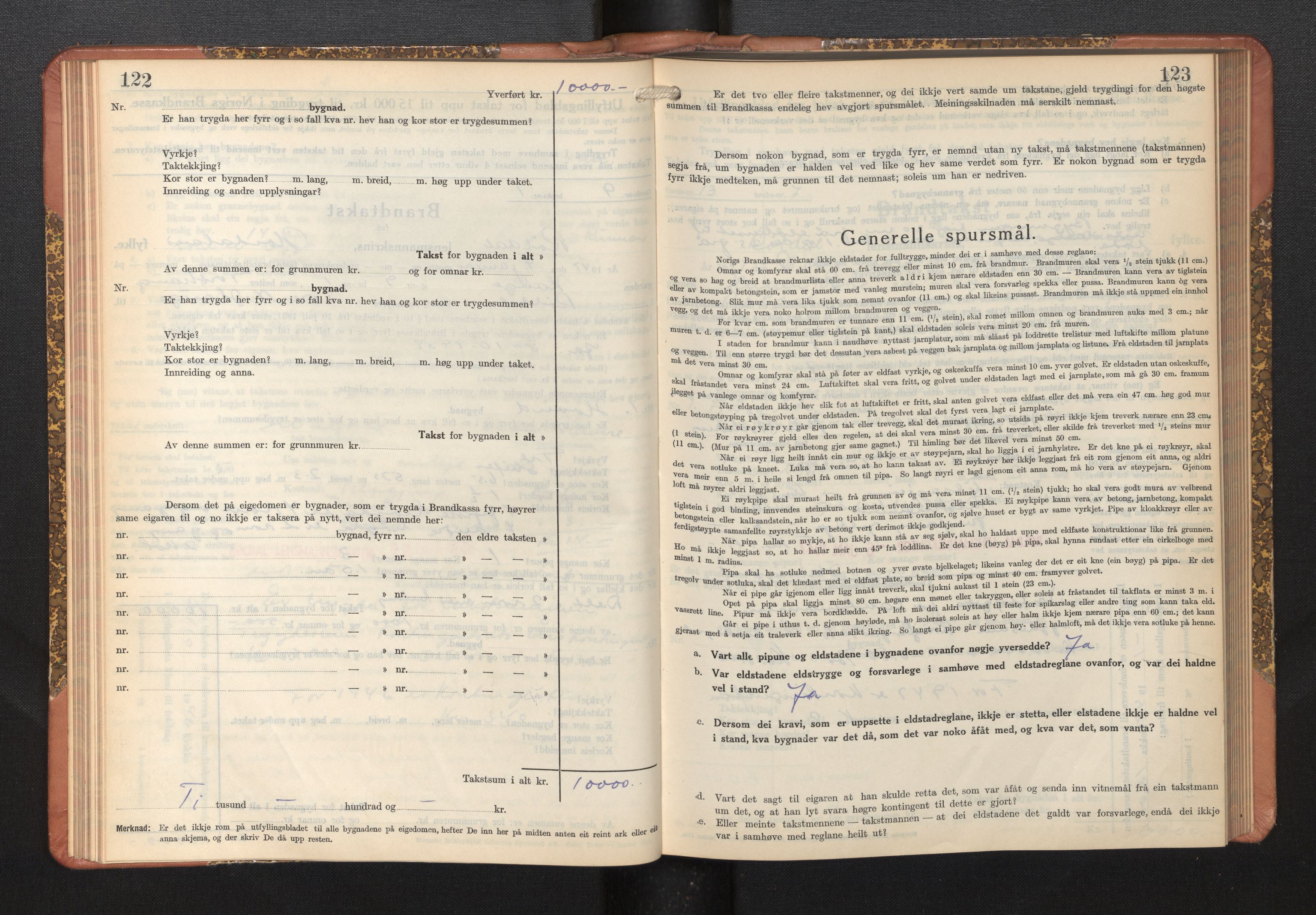 Lensmannen i Røldal, AV/SAB-A-34501/0012/L0004: Branntakstprotokoll, skjematakst, 1936-1950, p. 122-123