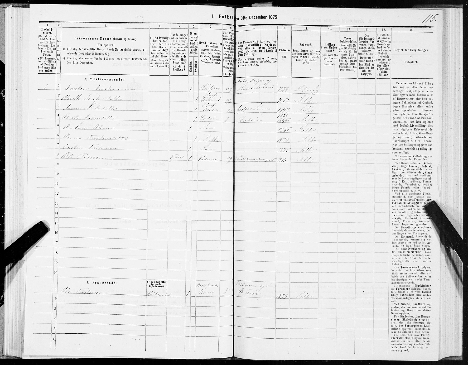 SAT, 1875 census for 1664P Selbu, 1875, p. 4115