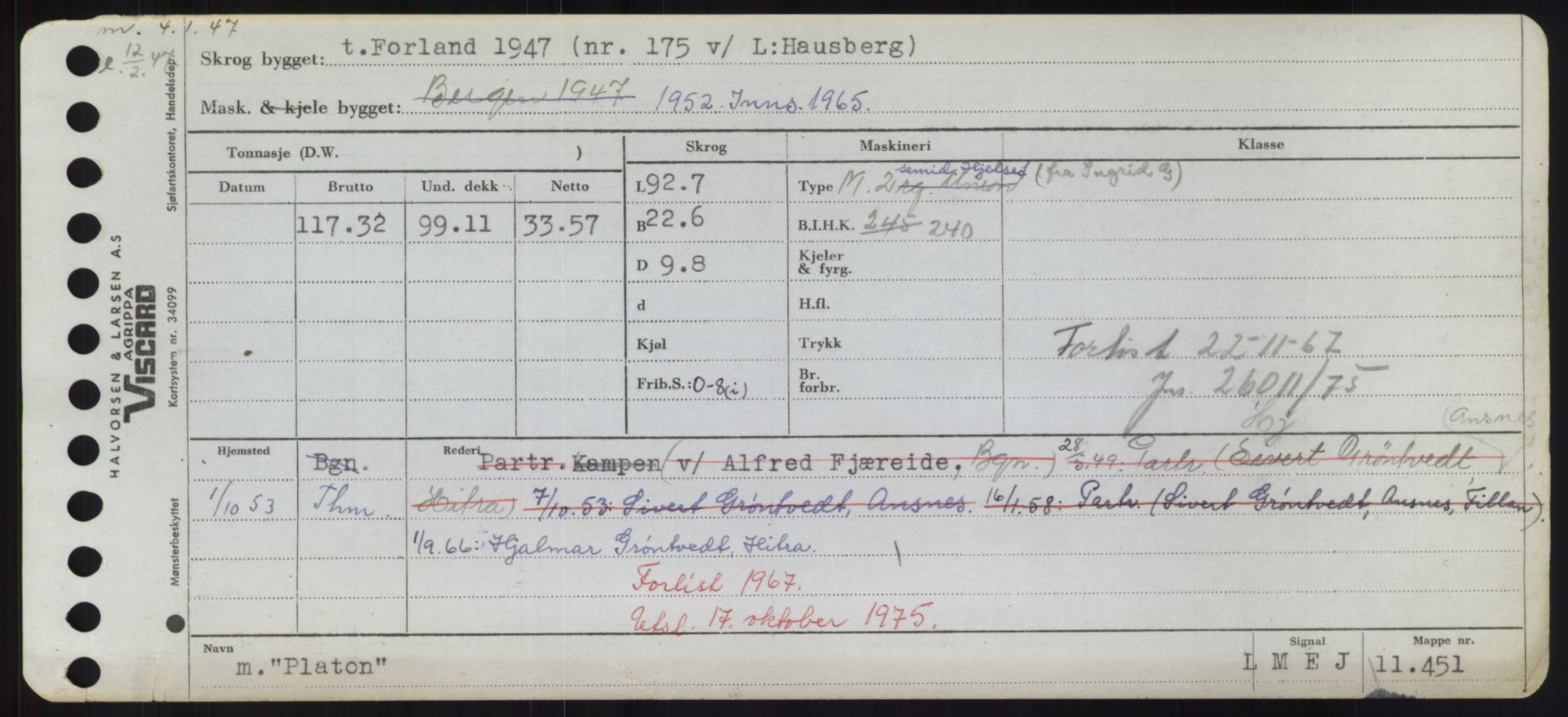 Sjøfartsdirektoratet med forløpere, Skipsmålingen, RA/S-1627/H/Hd/L0029: Fartøy, P, p. 281