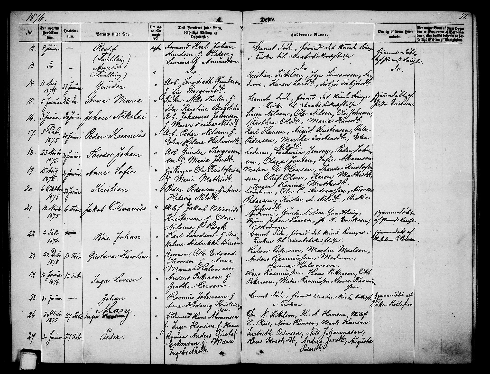 Skien kirkebøker, AV/SAKO-A-302/G/Ga/L0005: Parish register (copy) no. 5, 1868-1880, p. 71