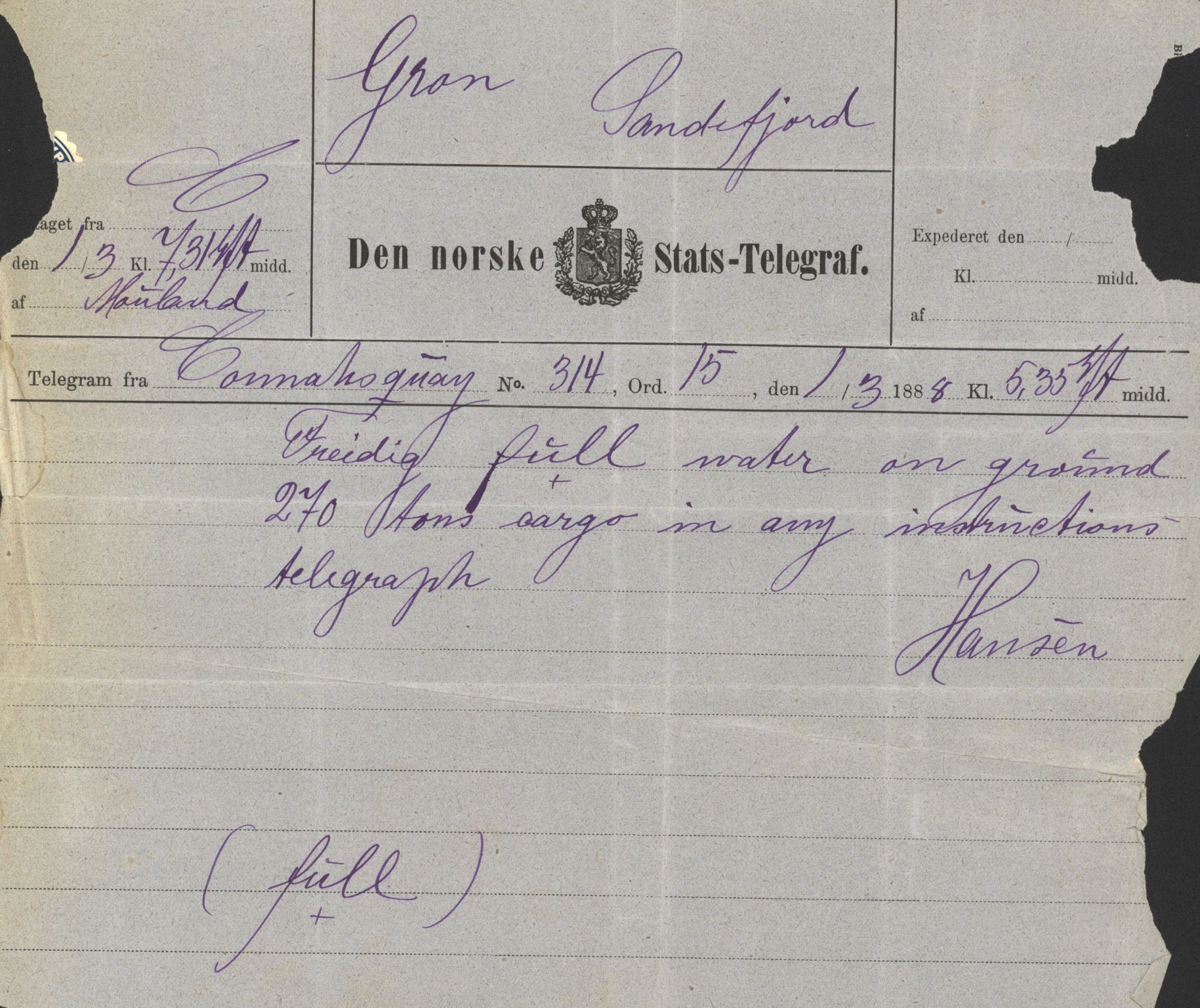 Pa 63 - Østlandske skibsassuranceforening, VEMU/A-1079/G/Ga/L0023/0002: Havaridokumenter / Flora, Frank, Freidig, Sophie, Wilhelmine, 1888, p. 66