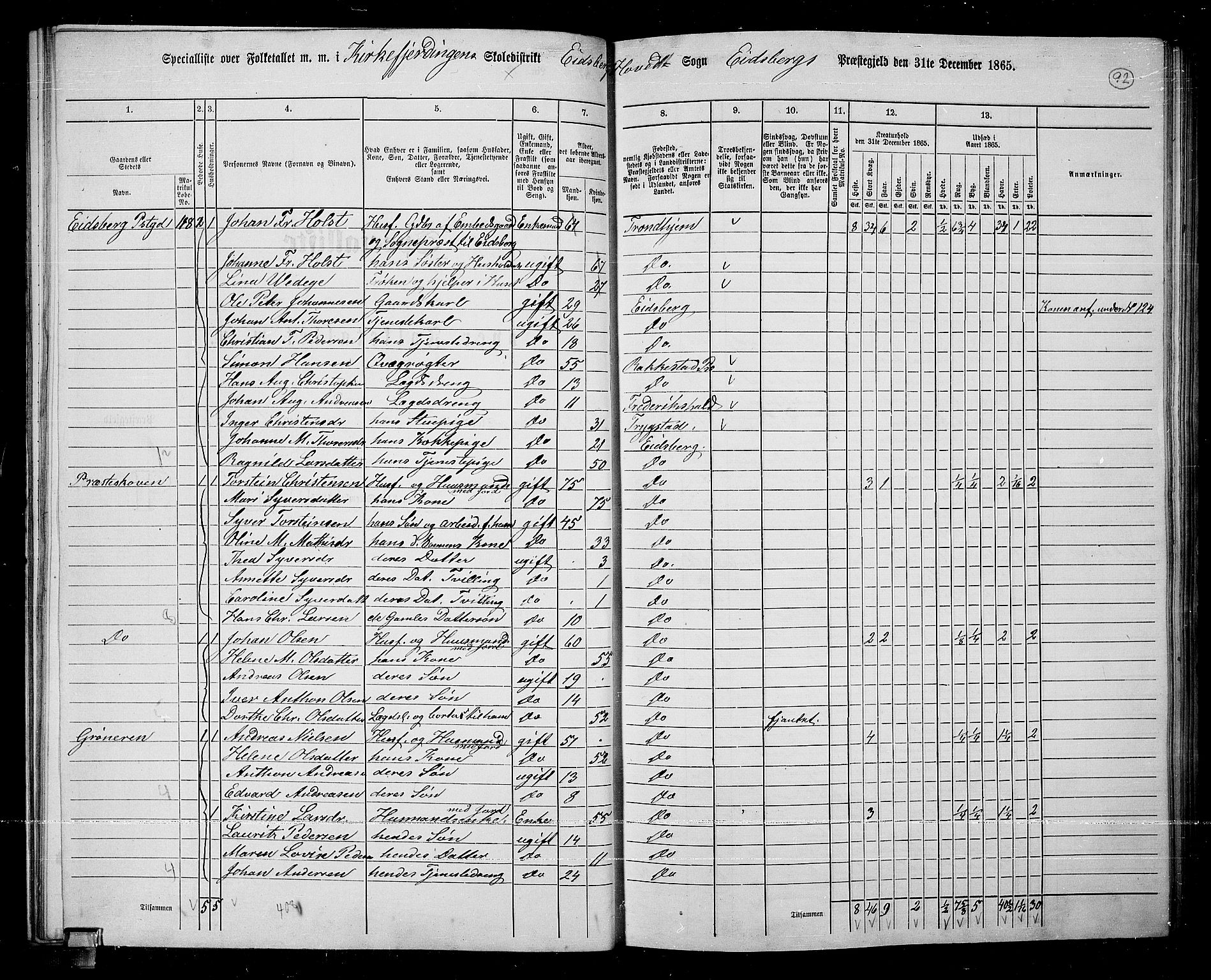 RA, 1865 census for Eidsberg, 1865, p. 81