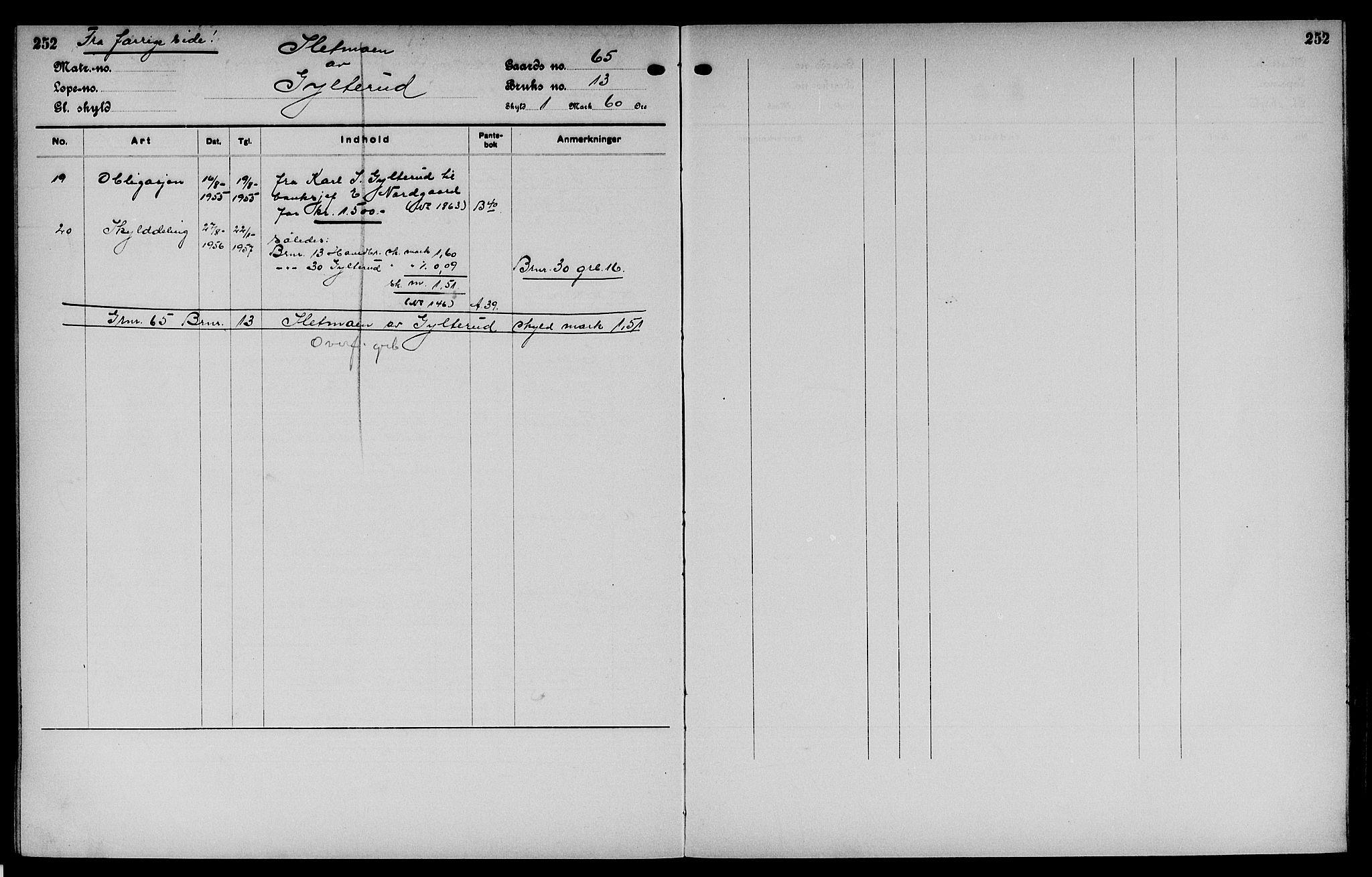 Vinger og Odal sorenskriveri, SAH/TING-022/H/Ha/Hac/Hacc/L0010: Mortgage register no. 3.10, 1923, p. 252