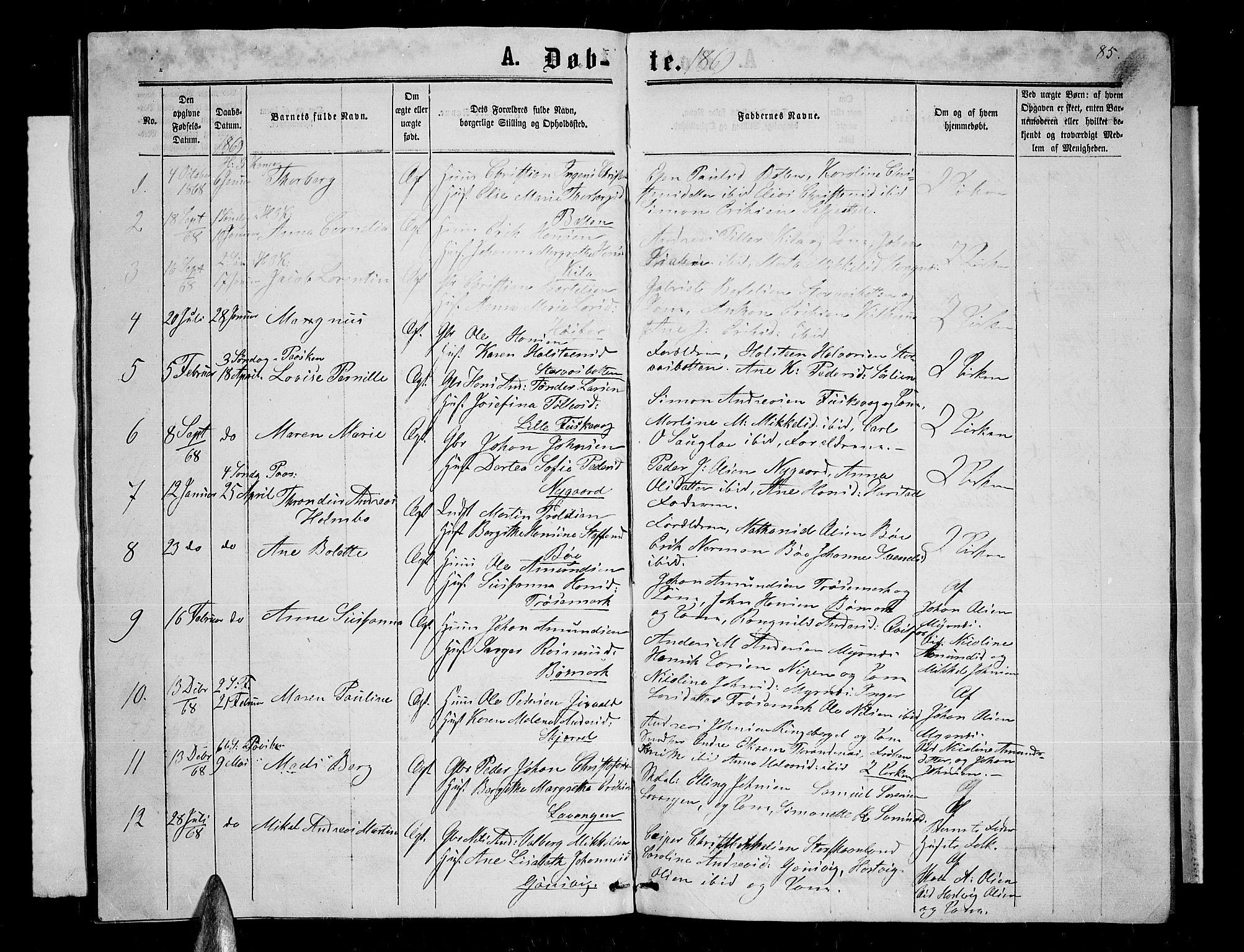Trondenes sokneprestkontor, SATØ/S-1319/H/Hb/L0008klokker: Parish register (copy) no. 8, 1863-1869, p. 85