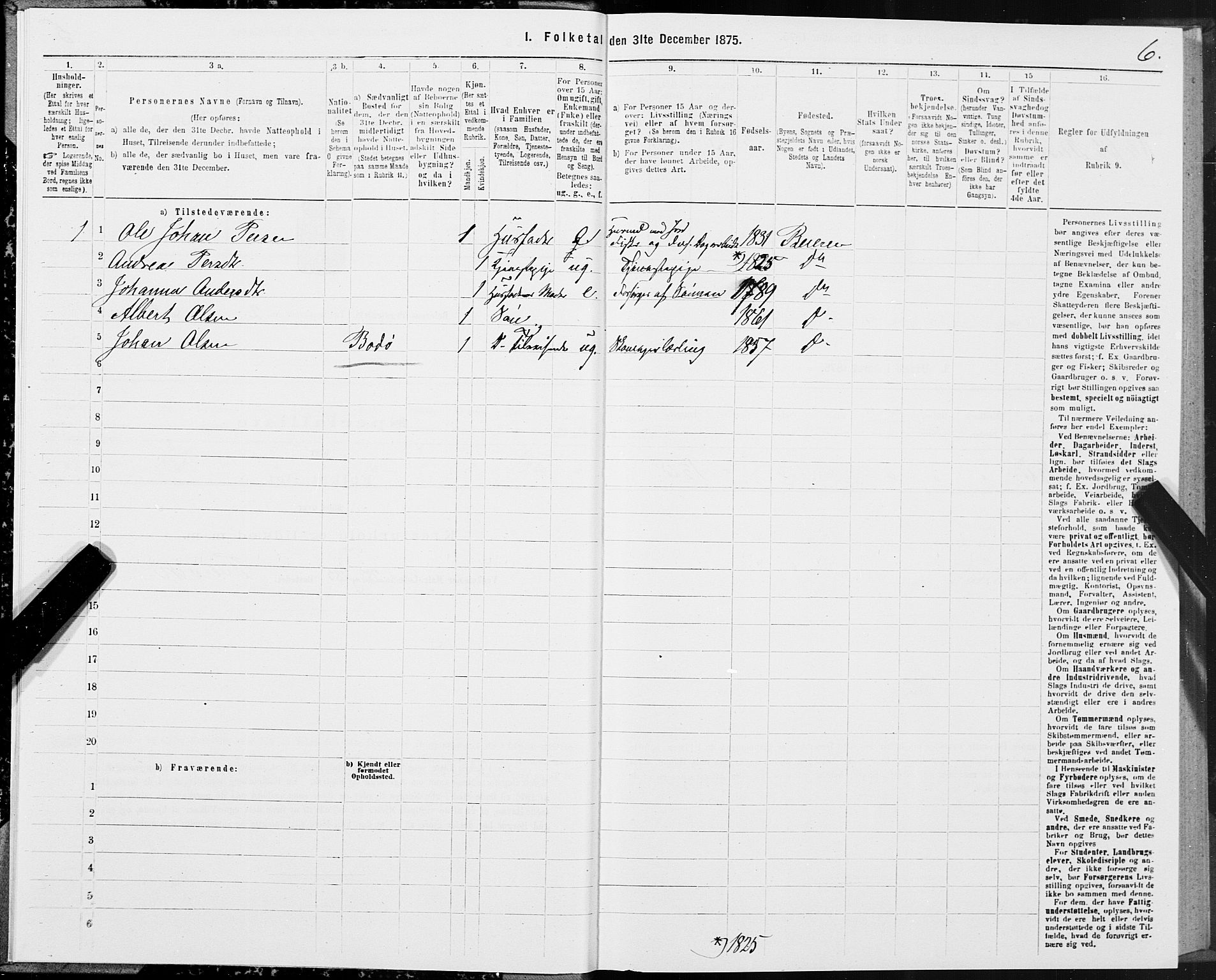 SAT, 1875 census for 1839P Beiarn, 1875, p. 2006