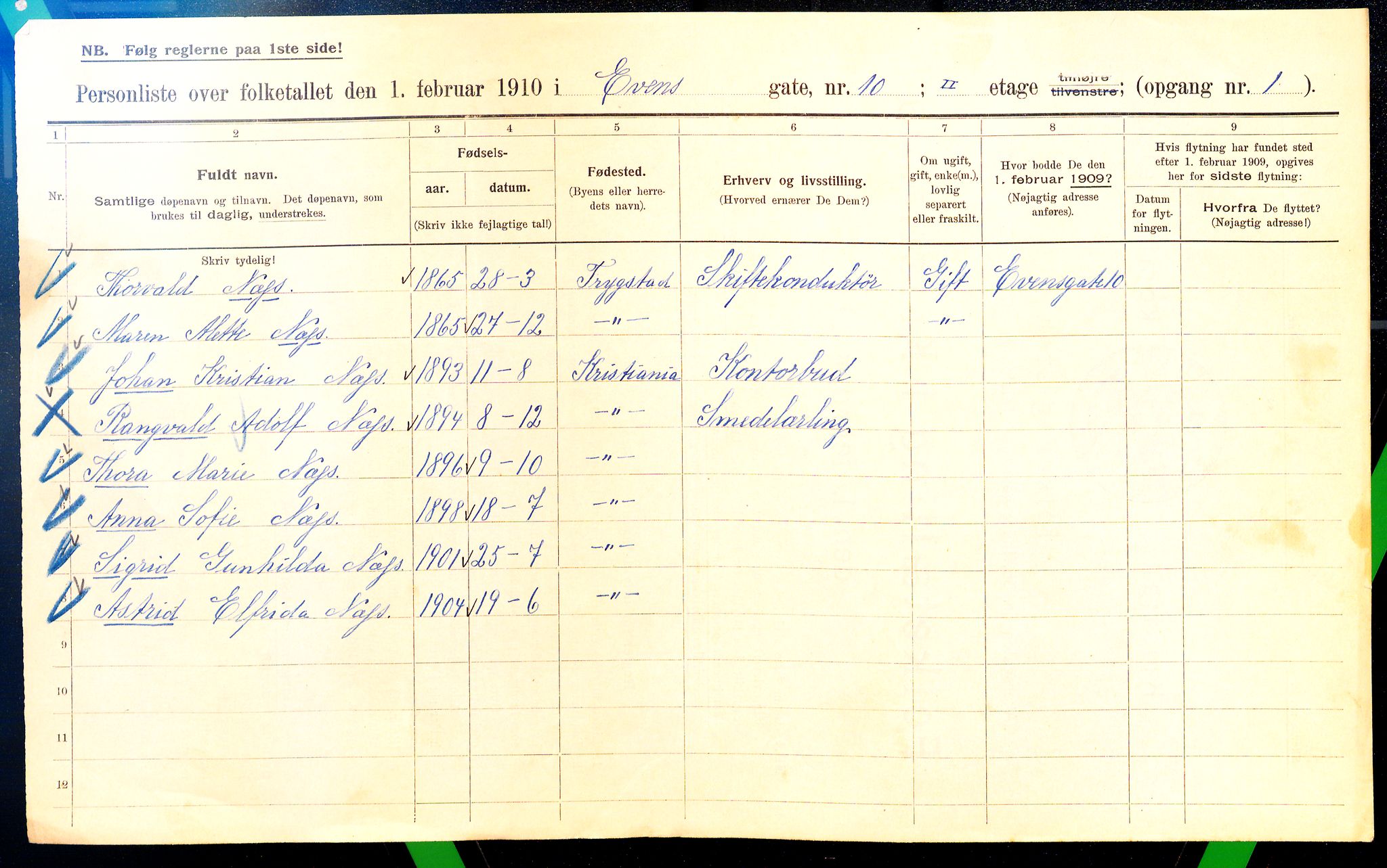 OBA, Municipal Census 1910 for Kristiania, 1910, p. 21555