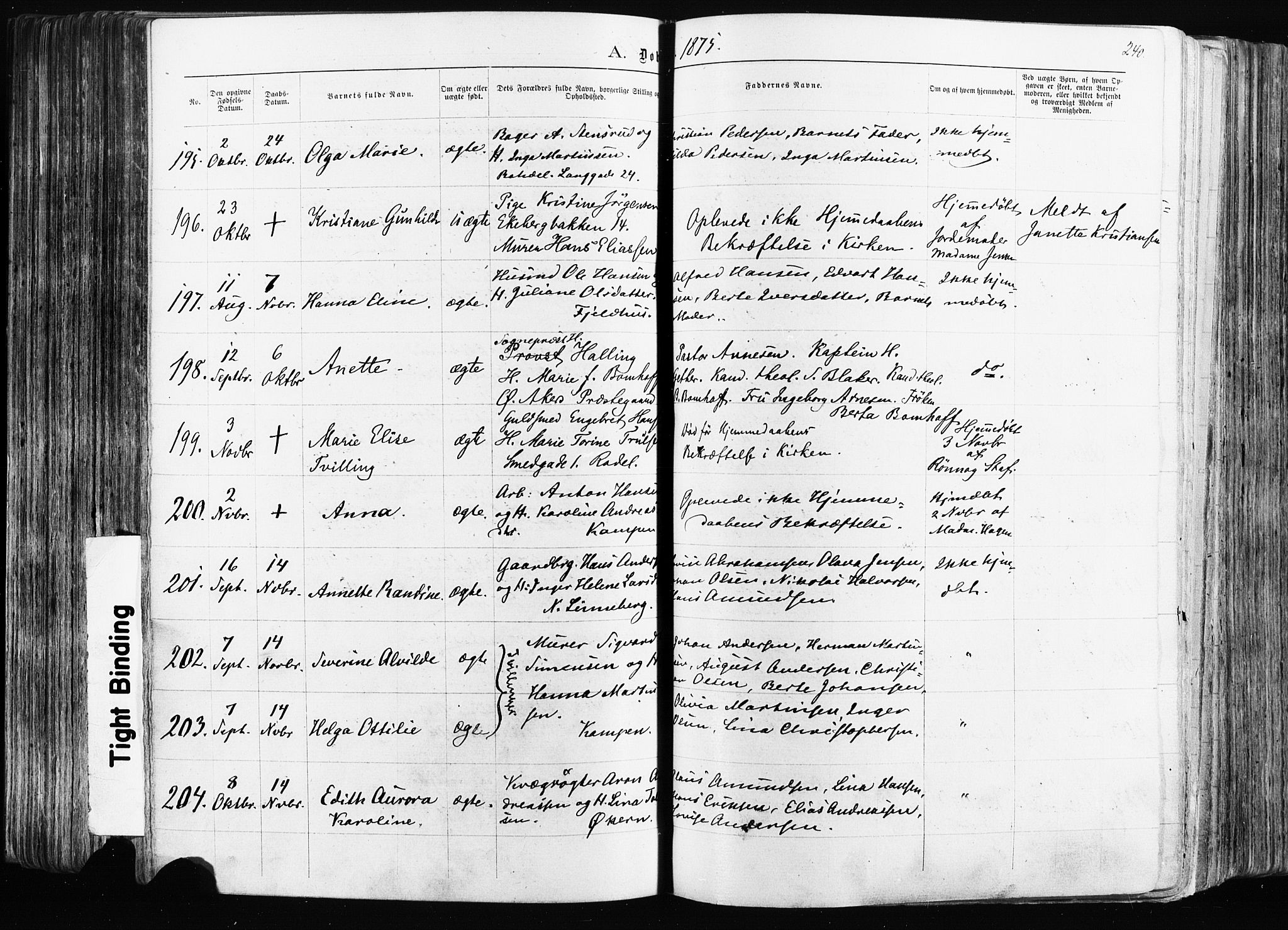 Østre Aker prestekontor Kirkebøker, AV/SAO-A-10840/F/Fa/L0003: Parish register (official) no. I 3, 1869-1875, p. 240