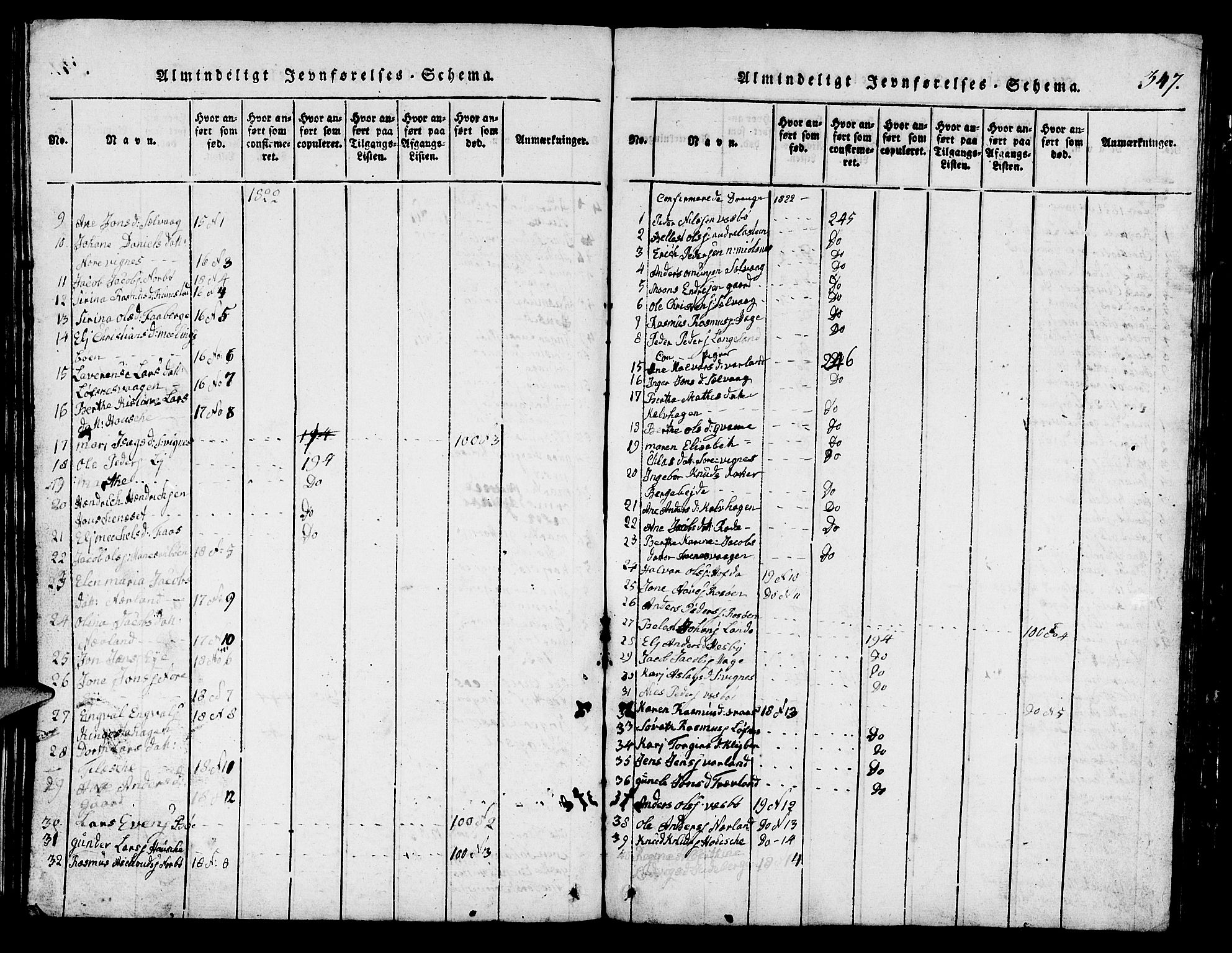 Finnøy sokneprestkontor, AV/SAST-A-101825/H/Ha/Hab/L0001: Parish register (copy) no. B 1, 1816-1856, p. 347