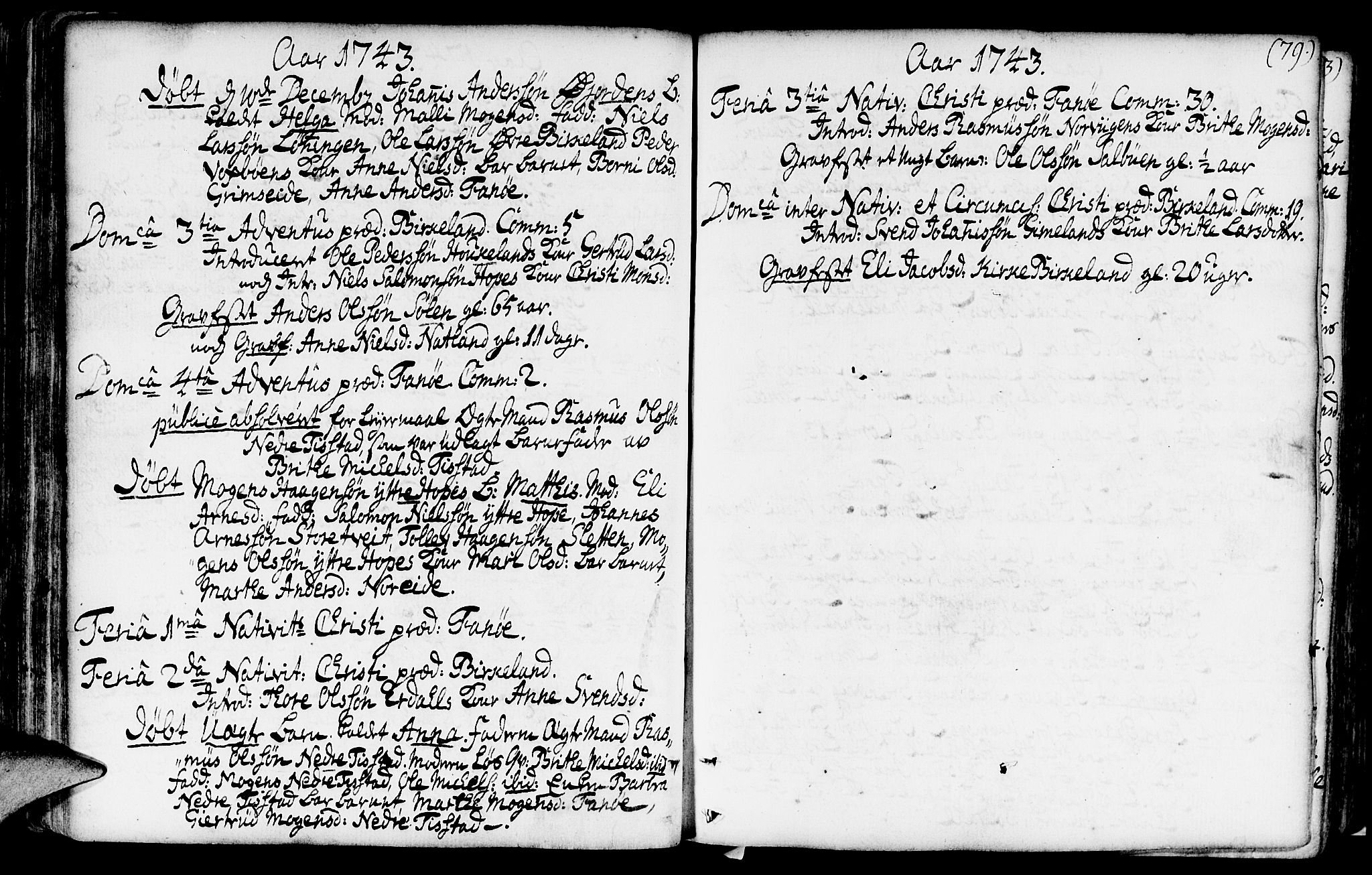 Fana Sokneprestembete, AV/SAB-A-75101/H/Haa/Haaa/L0003: Parish register (official) no. A 3, 1736-1757, p. 79