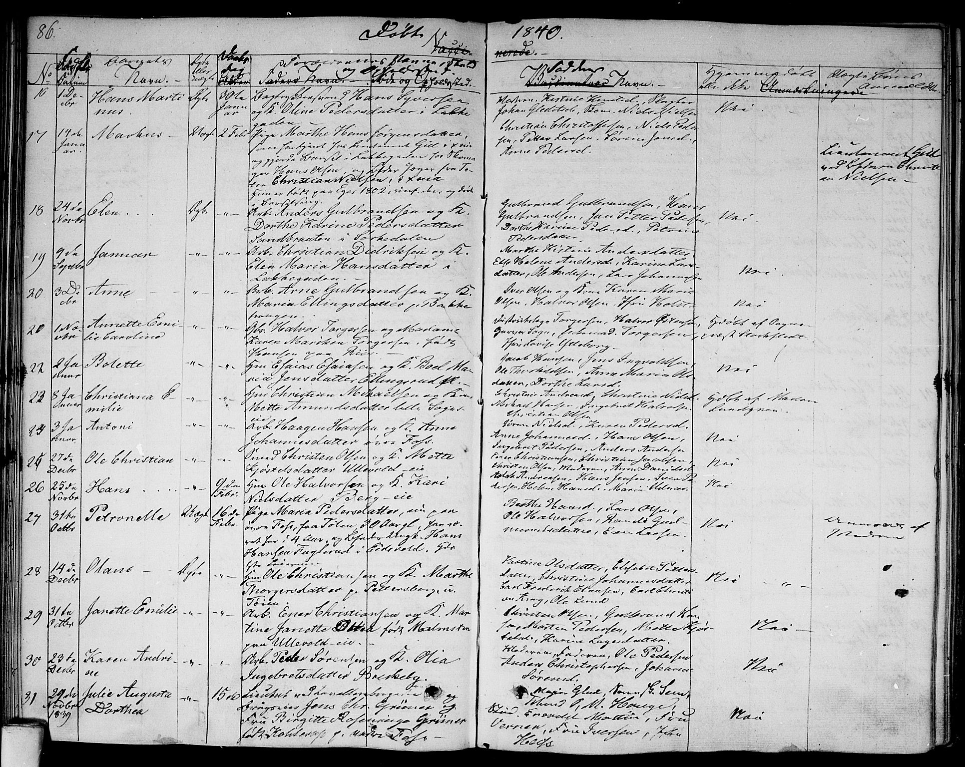 Aker prestekontor kirkebøker, AV/SAO-A-10861/F/L0016: Parish register (official) no. 16, 1827-1841, p. 86