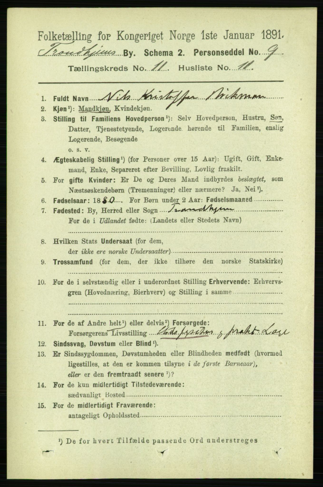 RA, 1891 census for 1601 Trondheim, 1891, p. 9326