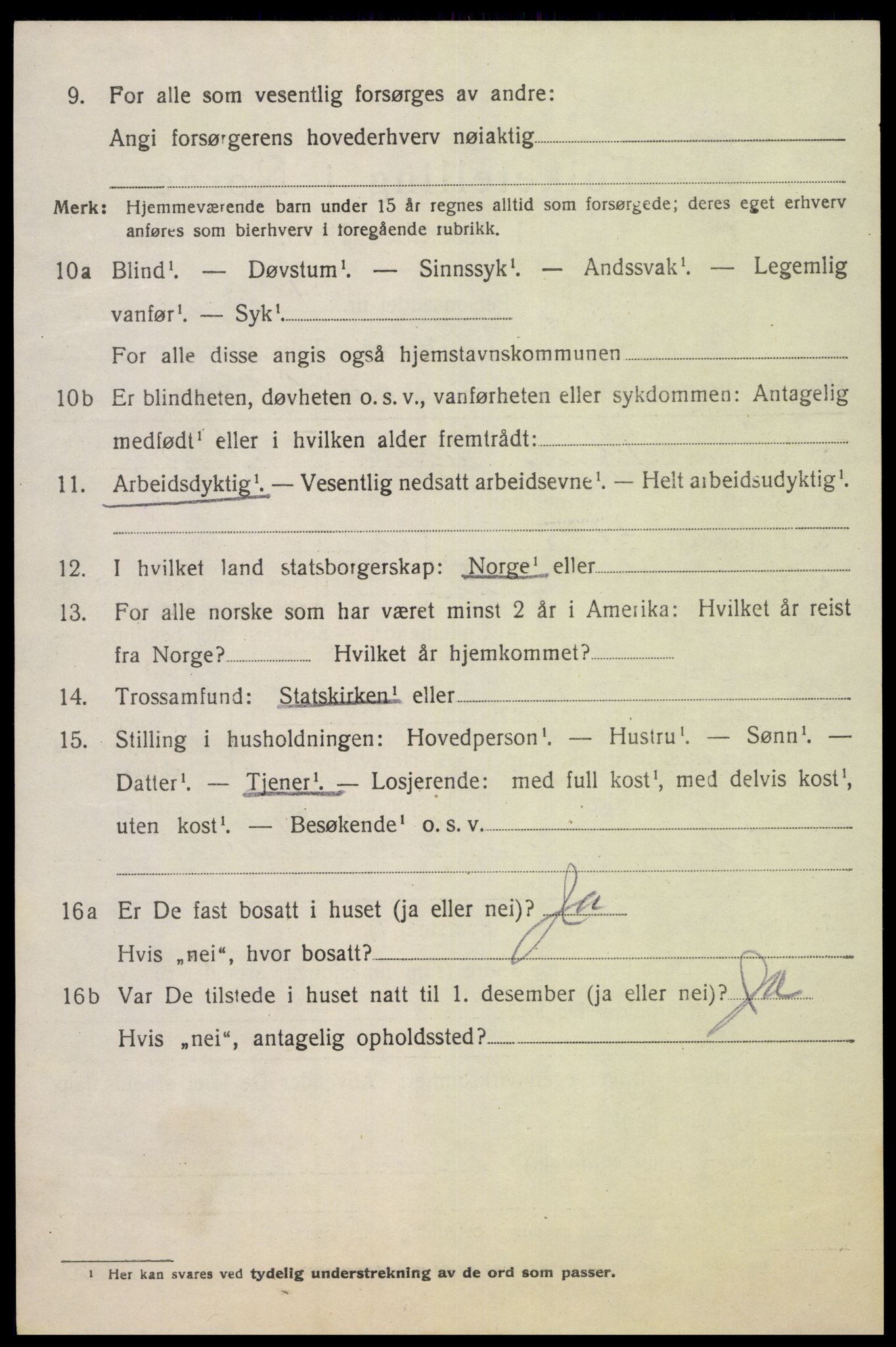 SAK, 1920 census for Lista, 1920, p. 13416