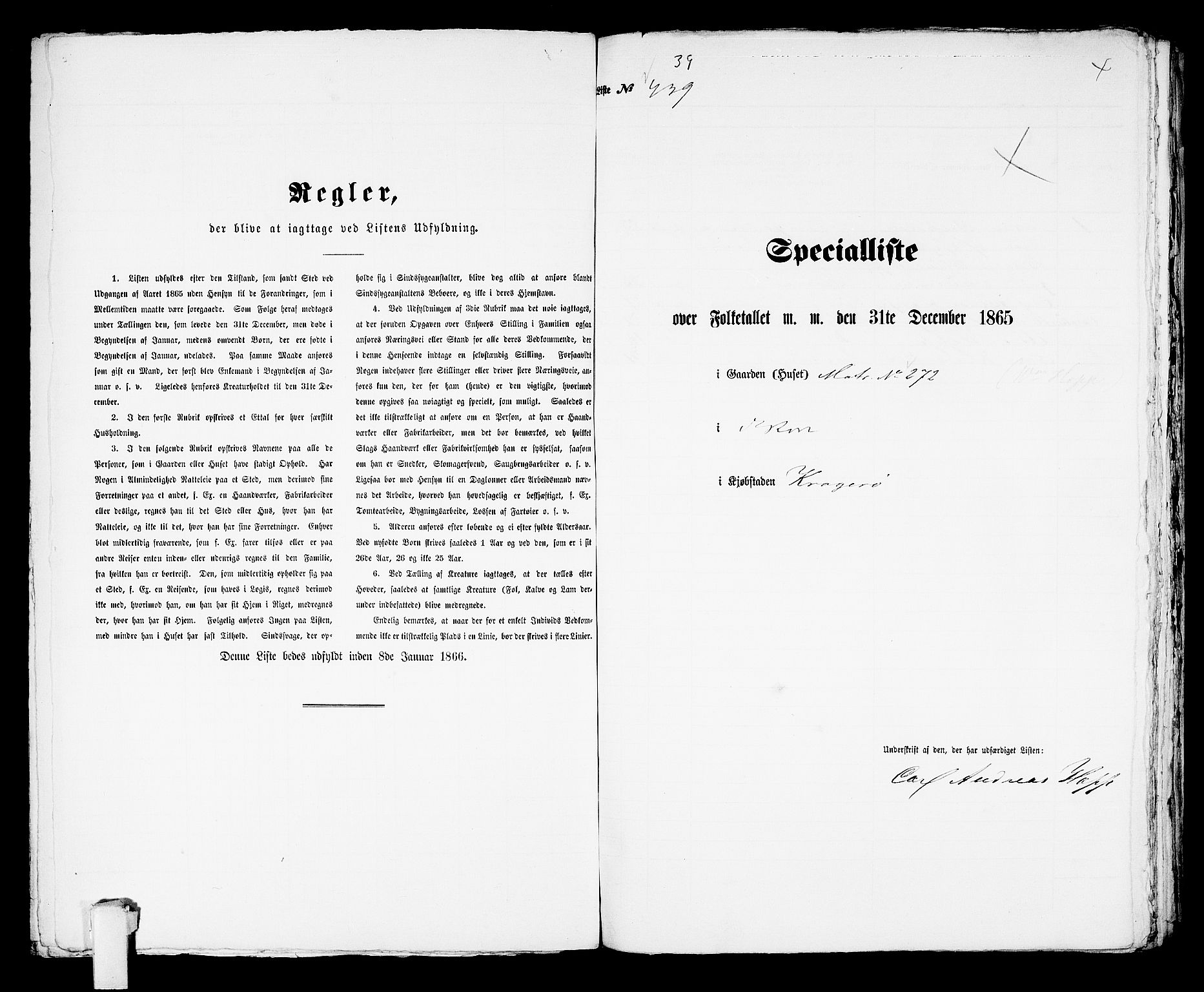 RA, 1865 census for Kragerø/Kragerø, 1865, p. 894