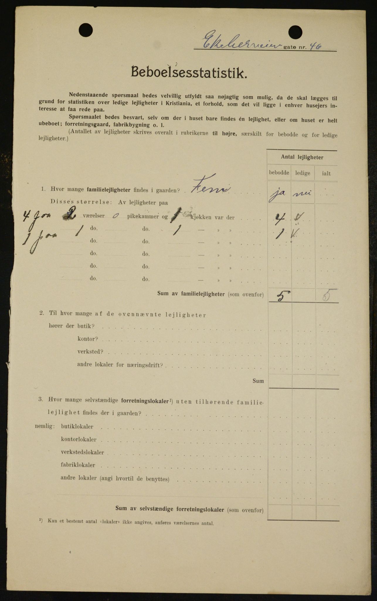 OBA, Municipal Census 1909 for Kristiania, 1909, p. 18442