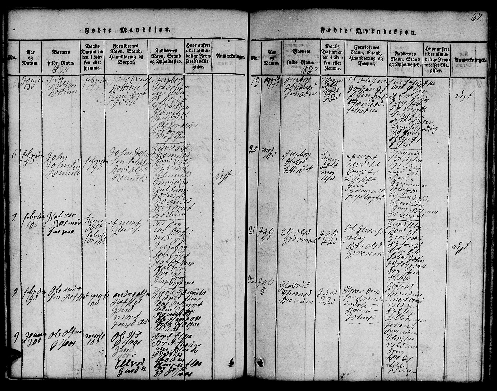 Ministerialprotokoller, klokkerbøker og fødselsregistre - Sør-Trøndelag, SAT/A-1456/691/L1092: Parish register (copy) no. 691C03, 1816-1852, p. 67