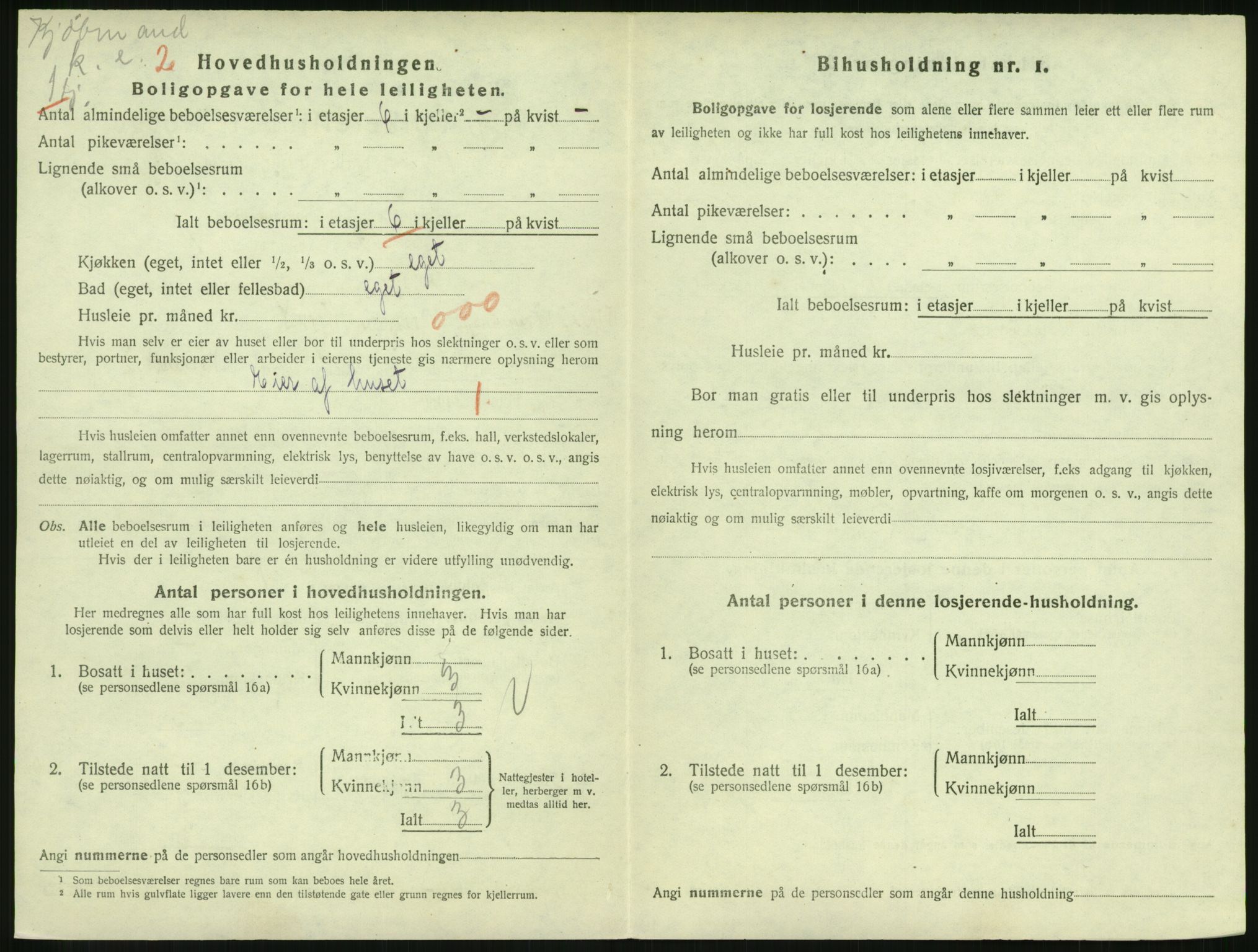 SAH, 1920 census for Lillehammer, 1920, p. 3023