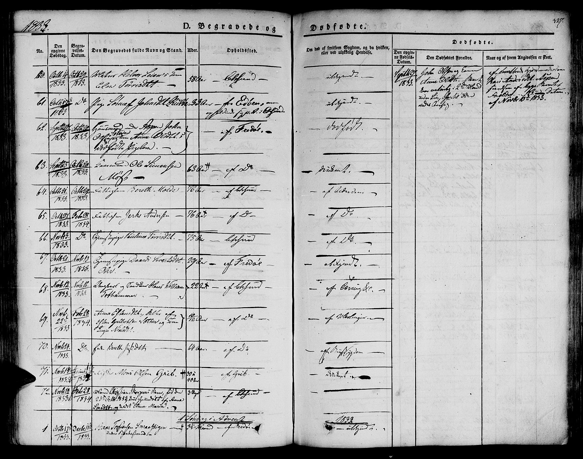 Ministerialprotokoller, klokkerbøker og fødselsregistre - Møre og Romsdal, SAT/A-1454/572/L0843: Parish register (official) no. 572A06, 1832-1842, p. 327