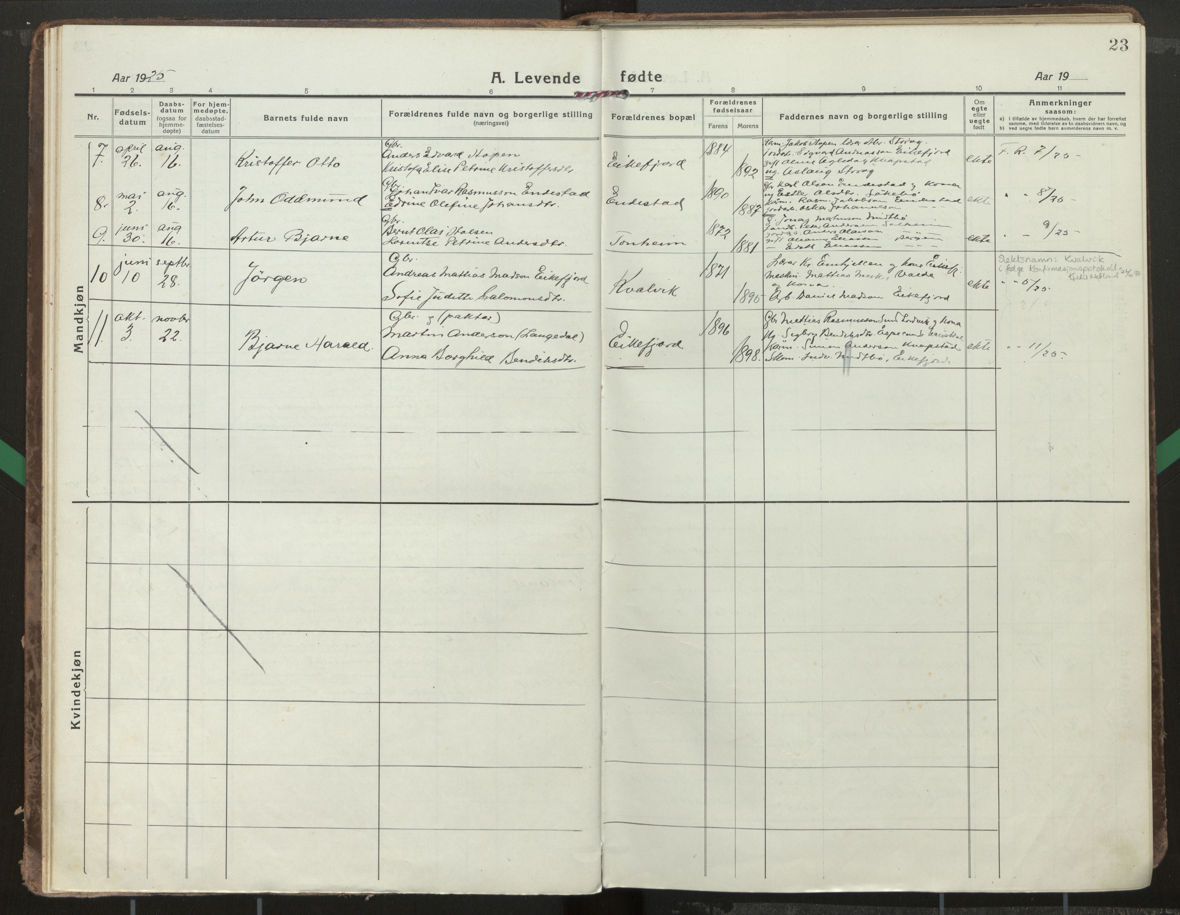 Kinn sokneprestembete, AV/SAB-A-80801/H/Haa/Haae/L0002: Parish register (official) no. E 2, 1917-1937, p. 23