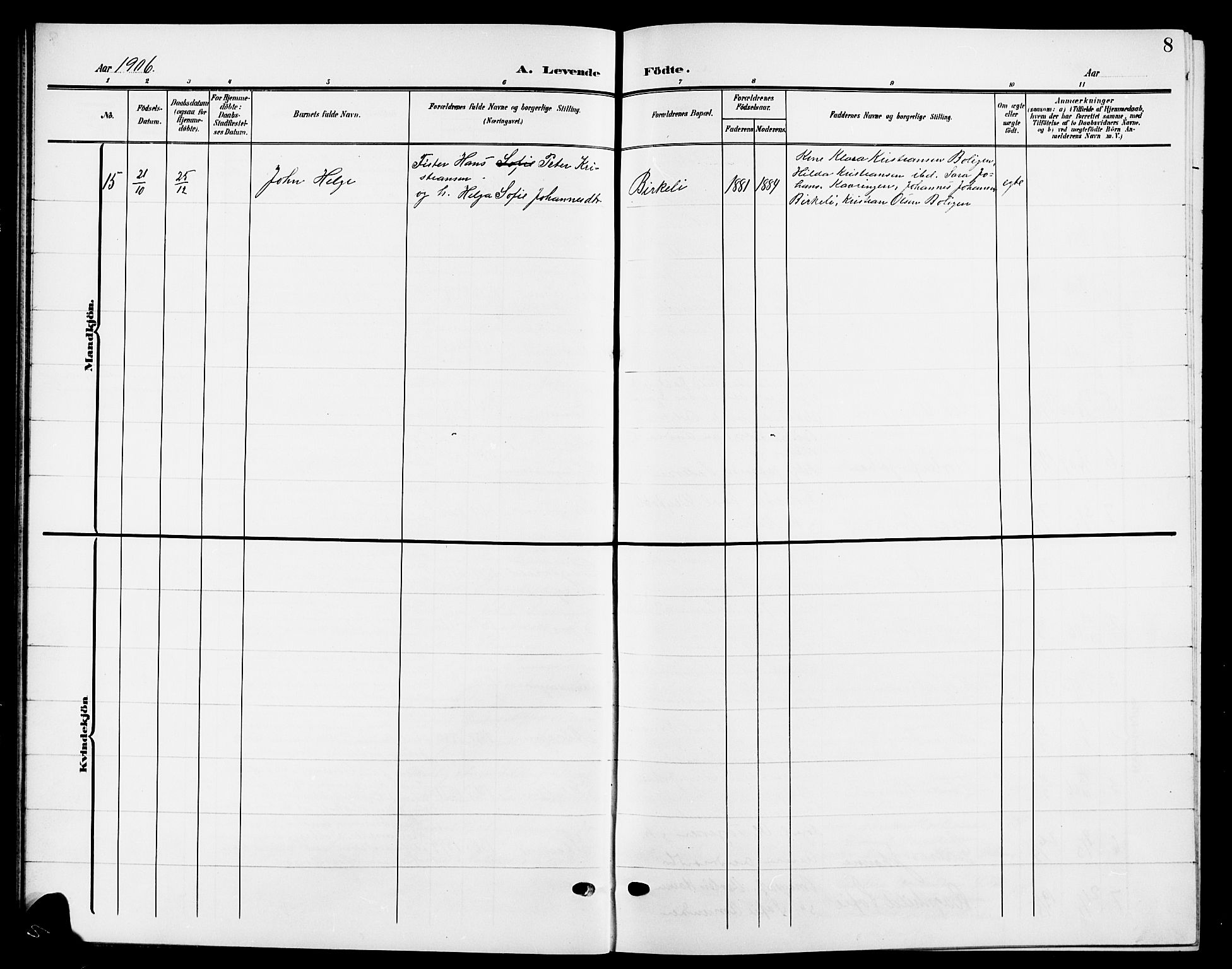 Nesodden prestekontor Kirkebøker, AV/SAO-A-10013/G/Ga/L0002: Parish register (copy) no. I 2, 1905-1924, p. 8