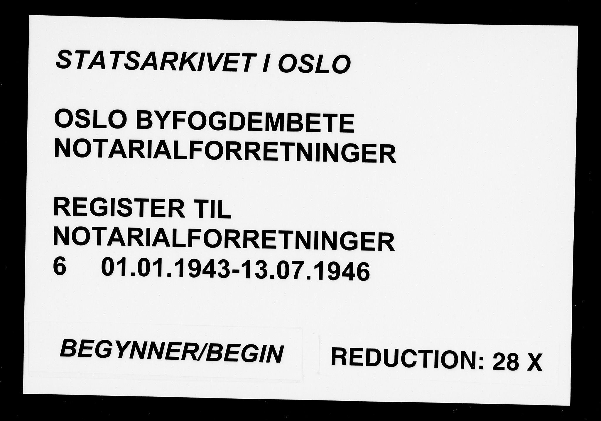 Oslo byfogd avd. I, AV/SAO-A-10220/L/La/L0006: Vigselsregister, 1943-1946, p. 1