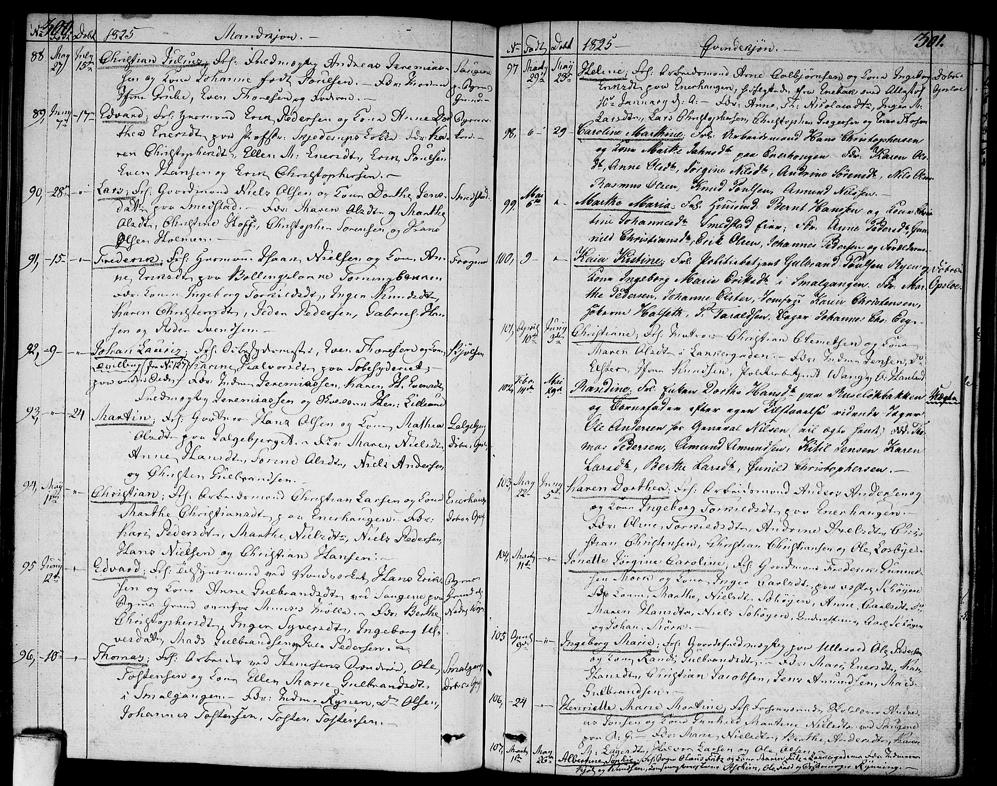 Aker prestekontor kirkebøker, SAO/A-10861/F/L0012: Parish register (official) no. 12, 1819-1828, p. 300-301