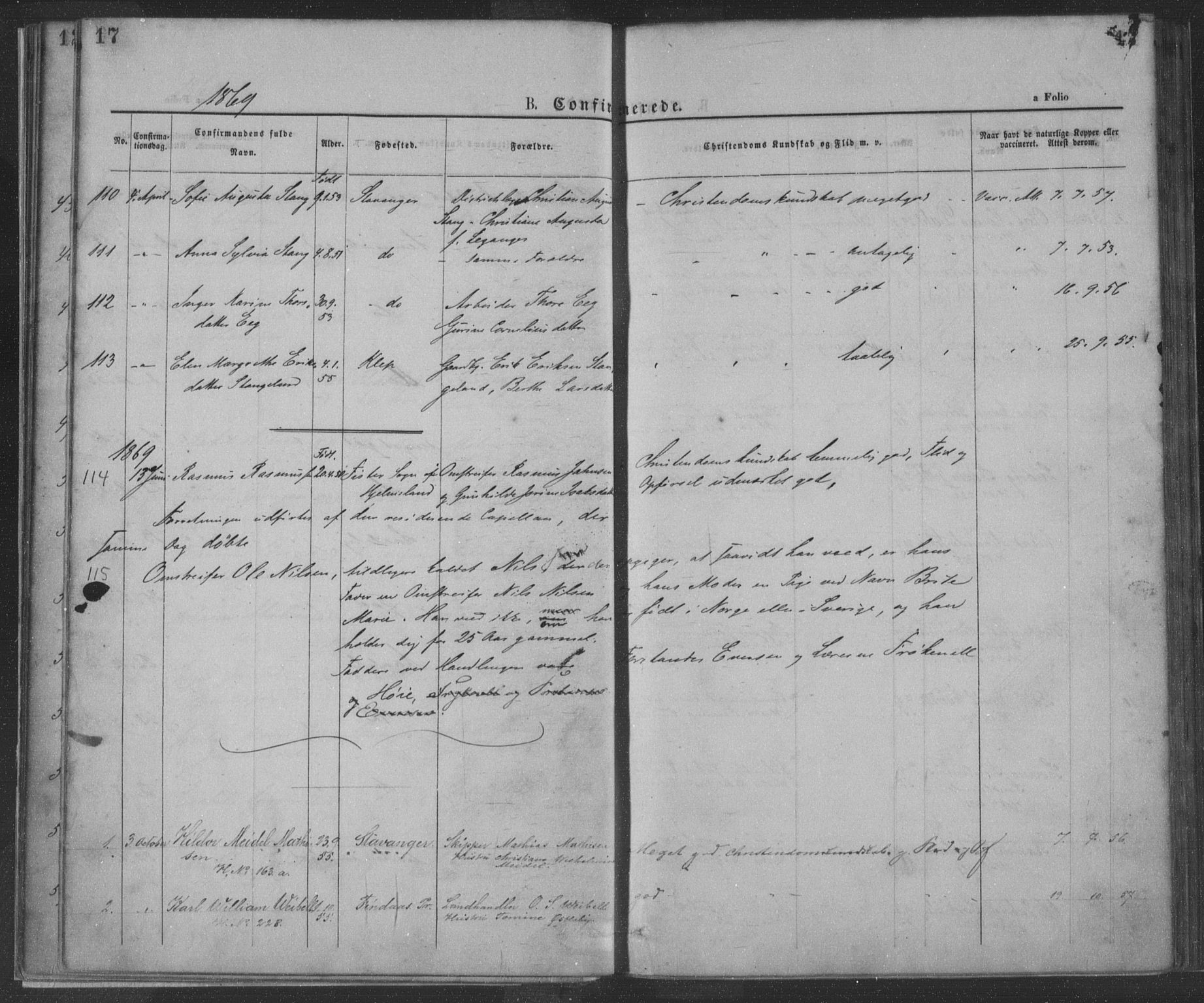 St. Petri sokneprestkontor, SAST/A-101813/001/30/30BA/L0009: Parish register (official) no. A 9, 1868-1875, p. 17