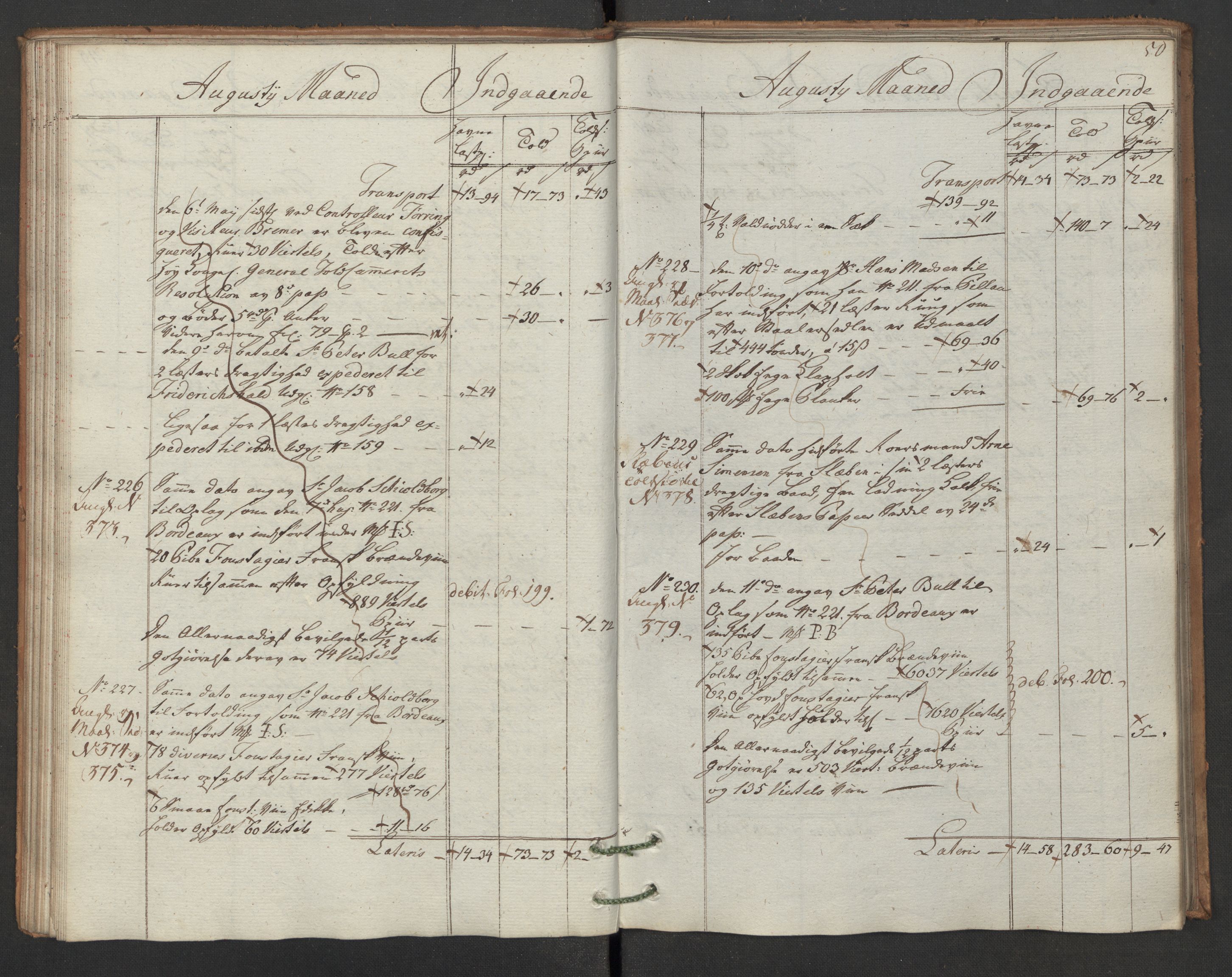 Generaltollkammeret, tollregnskaper, AV/RA-EA-5490/R02/L0091/0001: Tollregnskaper Fredrikstad / Inngående hovedtollbok, 1786, p. 49b-50a