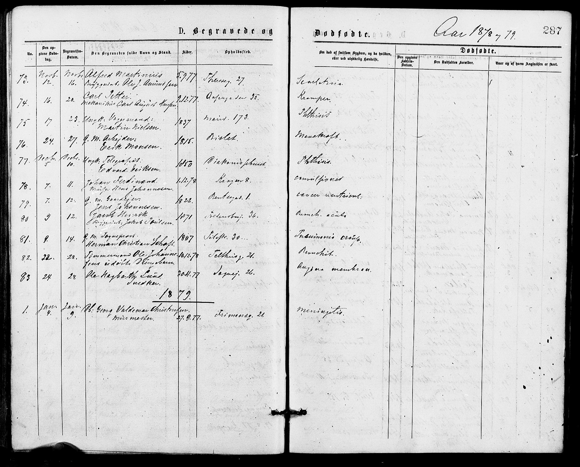 Gamle Aker prestekontor Kirkebøker, AV/SAO-A-10617a/G/L0004: Parish register (copy) no. 4, 1875-1879, p. 287