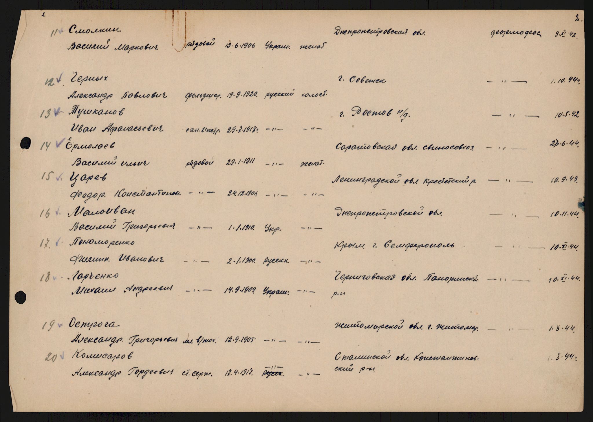 Flyktnings- og fangedirektoratet, Repatrieringskontoret, AV/RA-S-1681/D/Db/L0018: Displaced Persons (DPs) og sivile tyskere, 1945-1948, p. 699