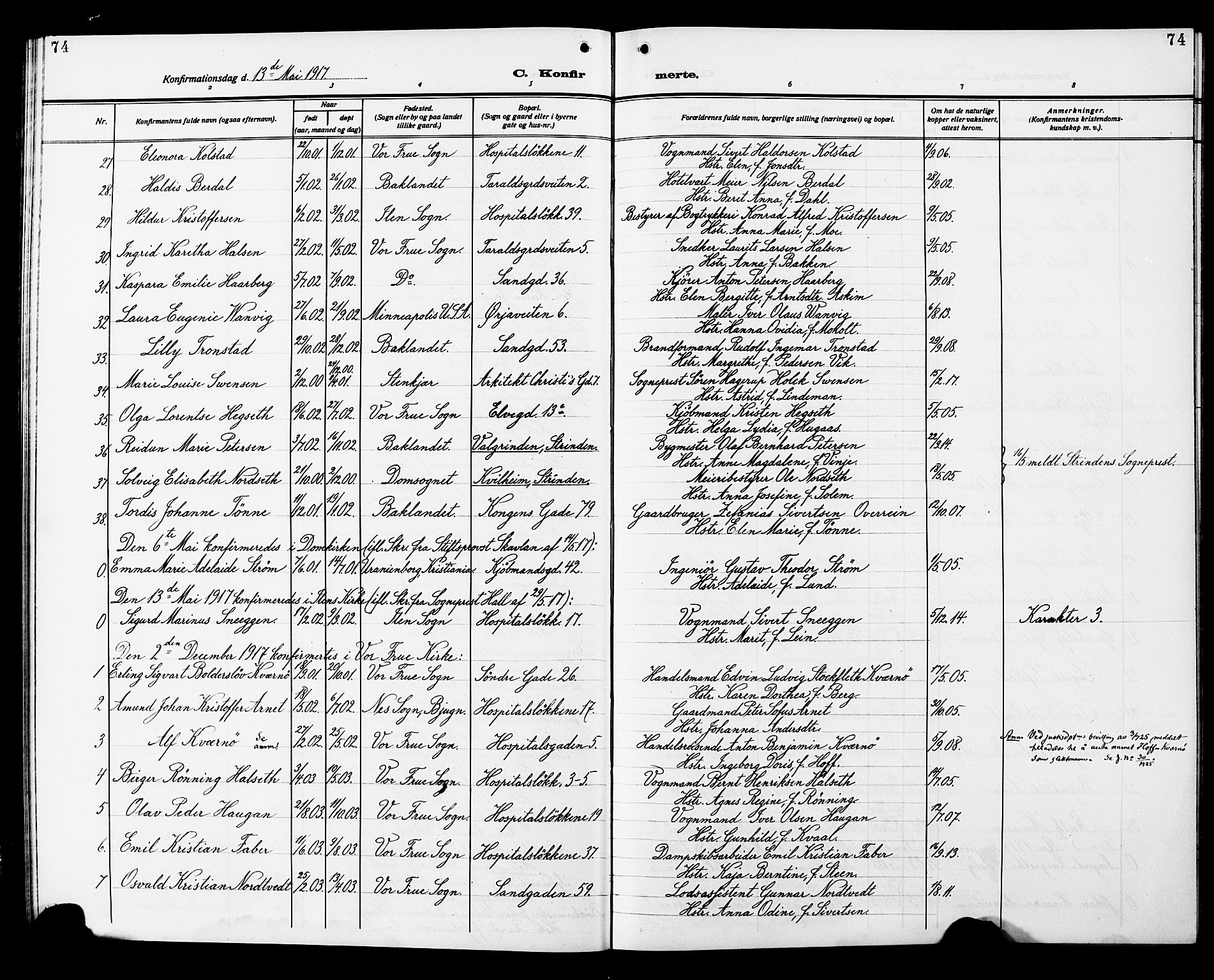 Ministerialprotokoller, klokkerbøker og fødselsregistre - Sør-Trøndelag, SAT/A-1456/602/L0147: Parish register (copy) no. 602C15, 1911-1924, p. 74
