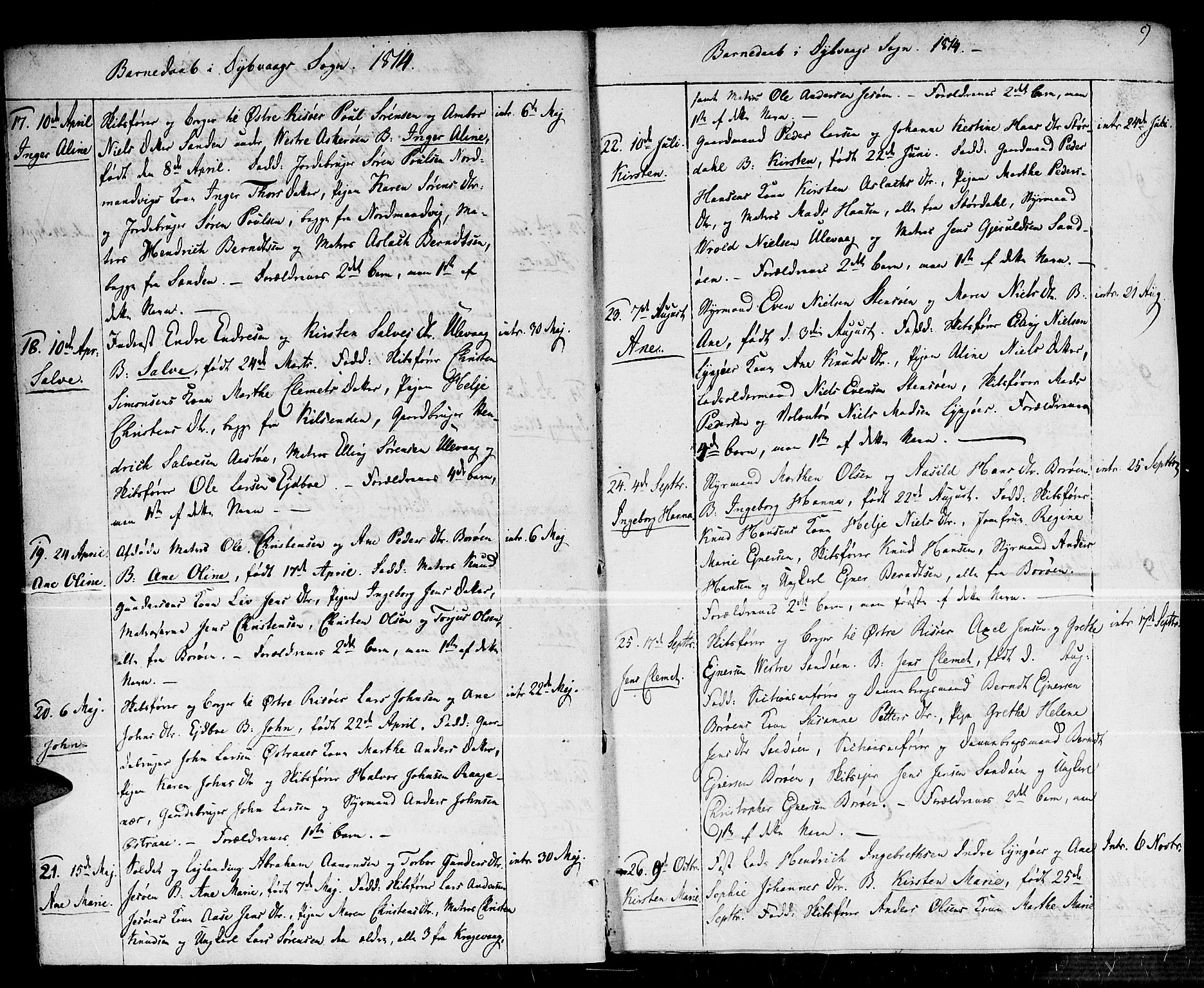Dypvåg sokneprestkontor, SAK/1111-0007/F/Fa/Faa/L0002: Parish register (official) no. A 2/ 1, 1813-1824, p. 9