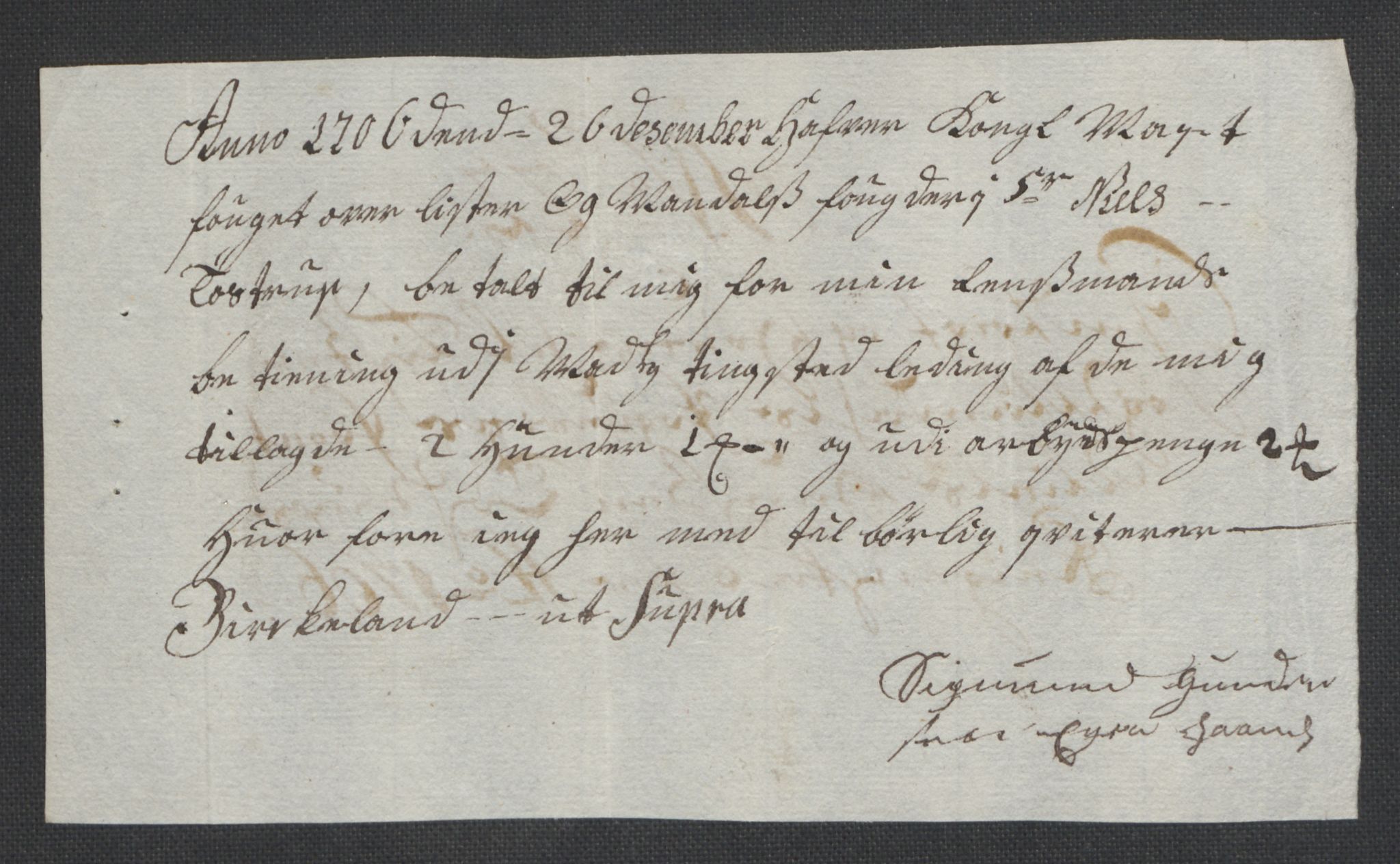 Rentekammeret inntil 1814, Reviderte regnskaper, Fogderegnskap, AV/RA-EA-4092/R43/L2551: Fogderegnskap Lista og Mandal, 1705-1709, p. 326