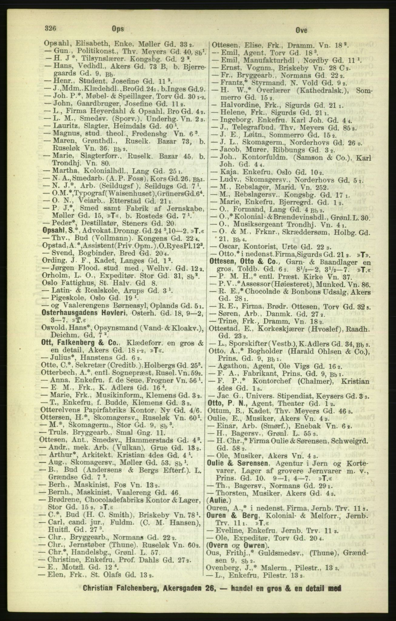 Kristiania/Oslo adressebok, PUBL/-, 1886, p. 326