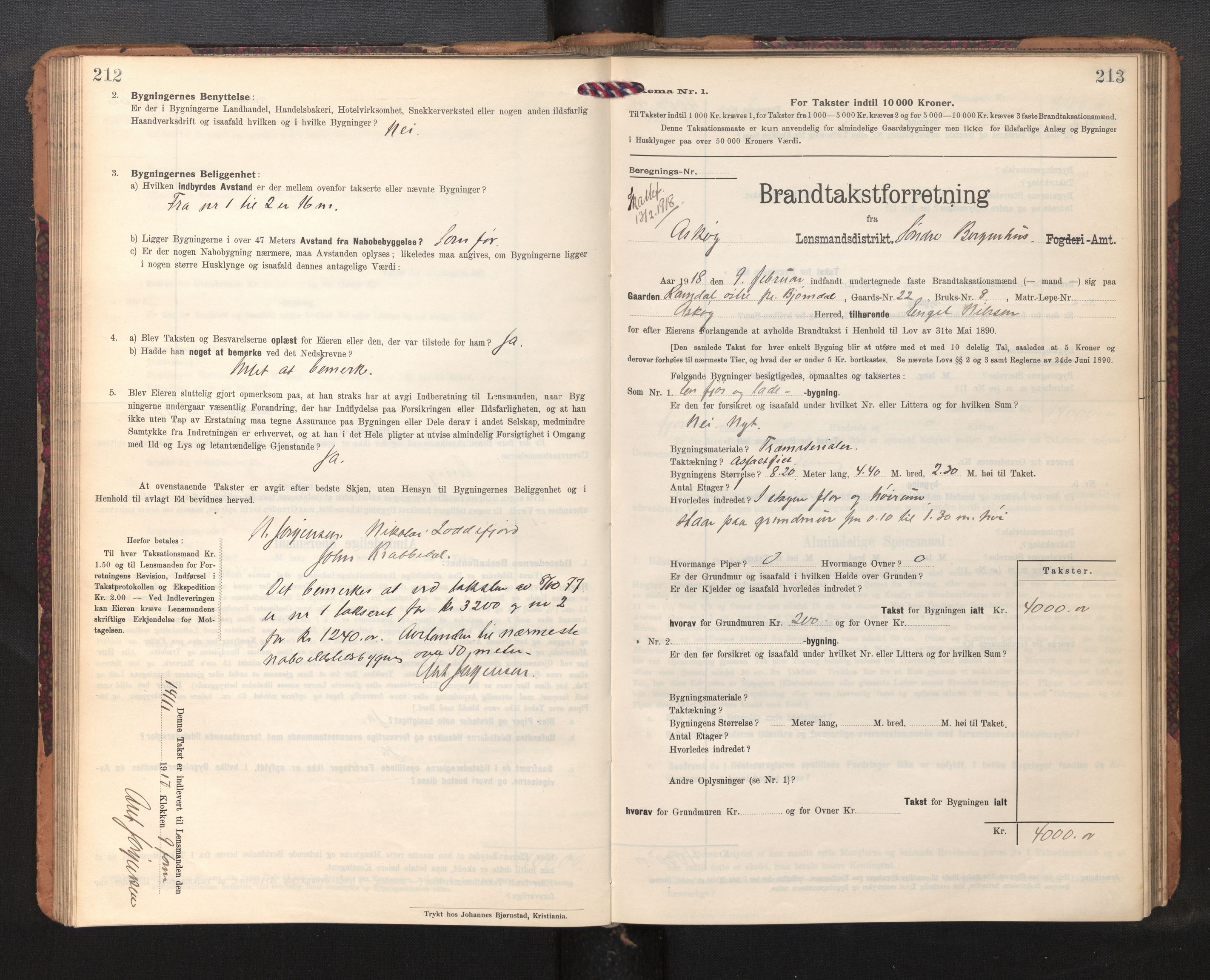 Lensmannen i Askøy, AV/SAB-A-31001/0012/L0007: Branntakstprotokoll, skjematakst, 1910-1919, p. 212-213