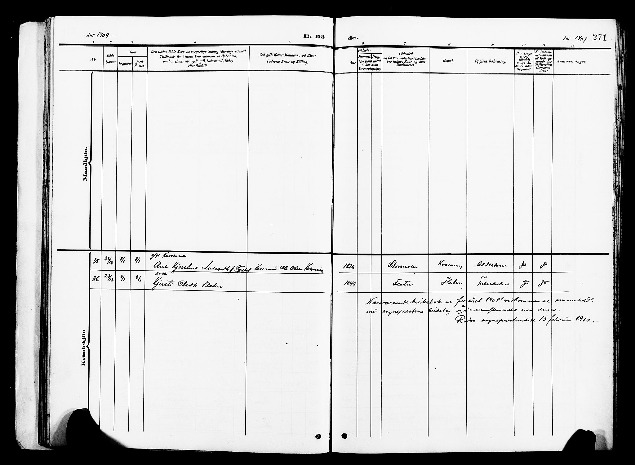 Ministerialprotokoller, klokkerbøker og fødselsregistre - Sør-Trøndelag, SAT/A-1456/681/L0942: Parish register (copy) no. 681C06, 1906-1925, p. 271
