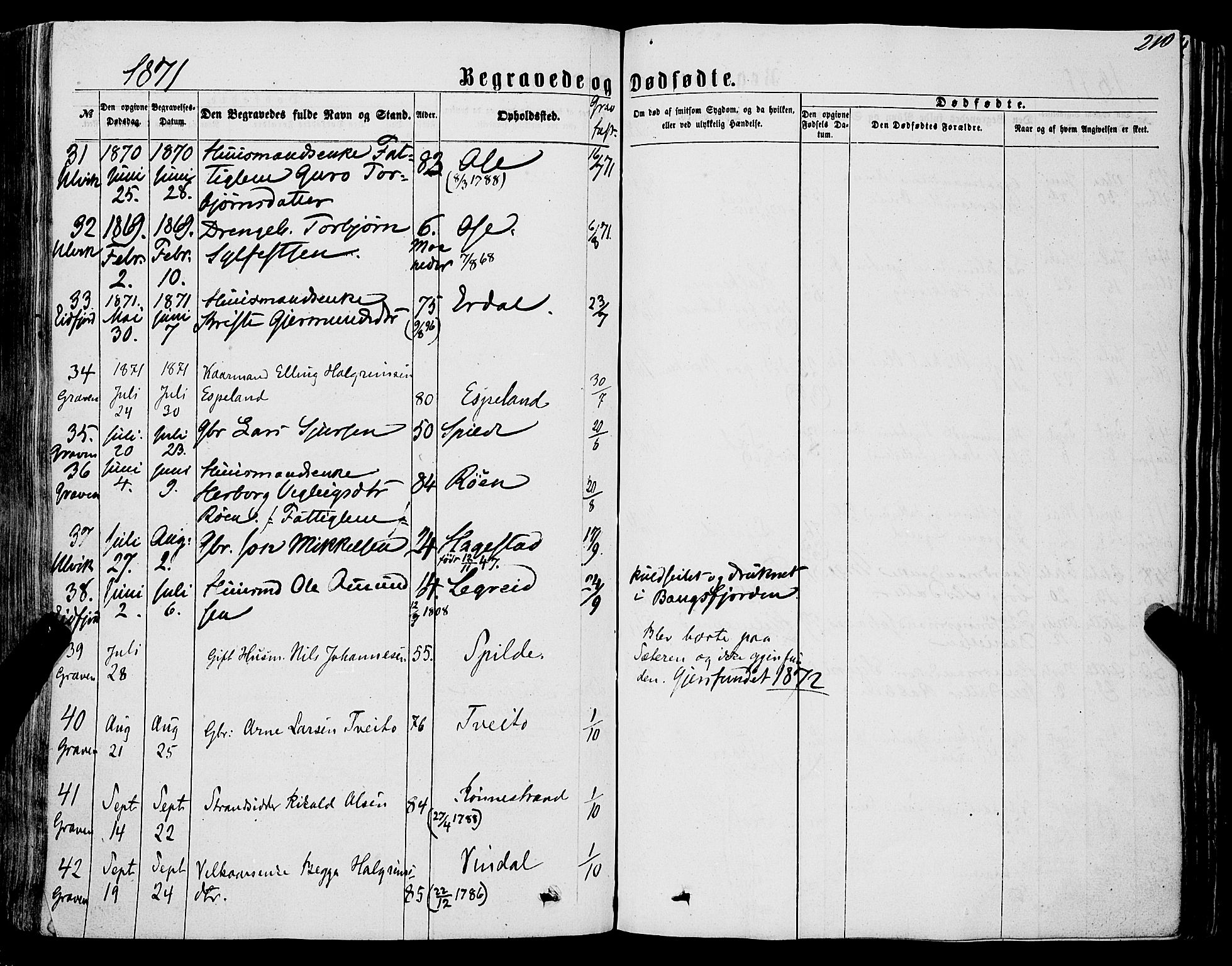 Ulvik sokneprestembete, AV/SAB-A-78801/H/Haa: Parish register (official) no. A 15, 1864-1878, p. 210