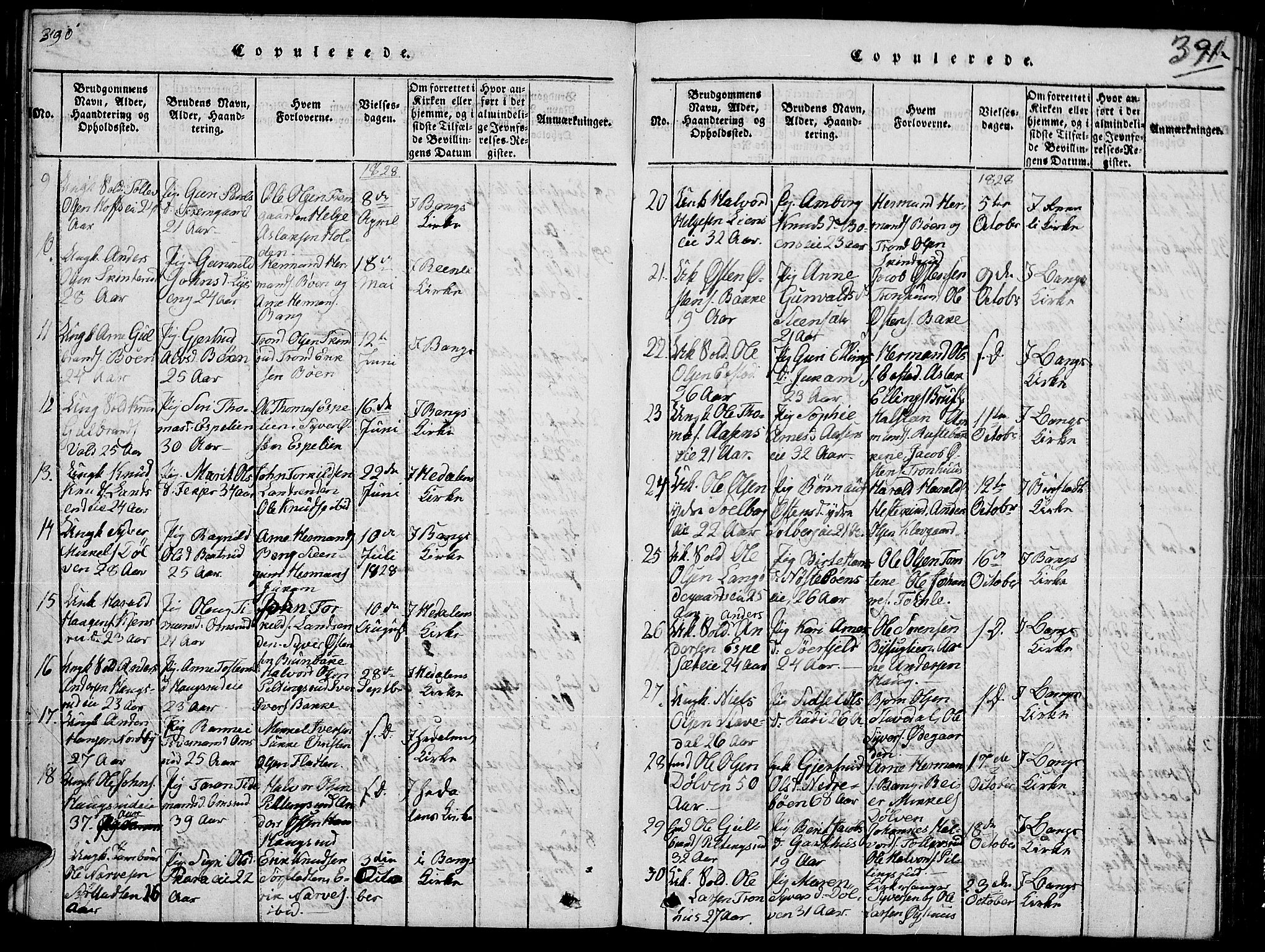 Sør-Aurdal prestekontor, SAH/PREST-128/H/Ha/Hab/L0002: Parish register (copy) no. 2, 1826-1840, p. 390-391