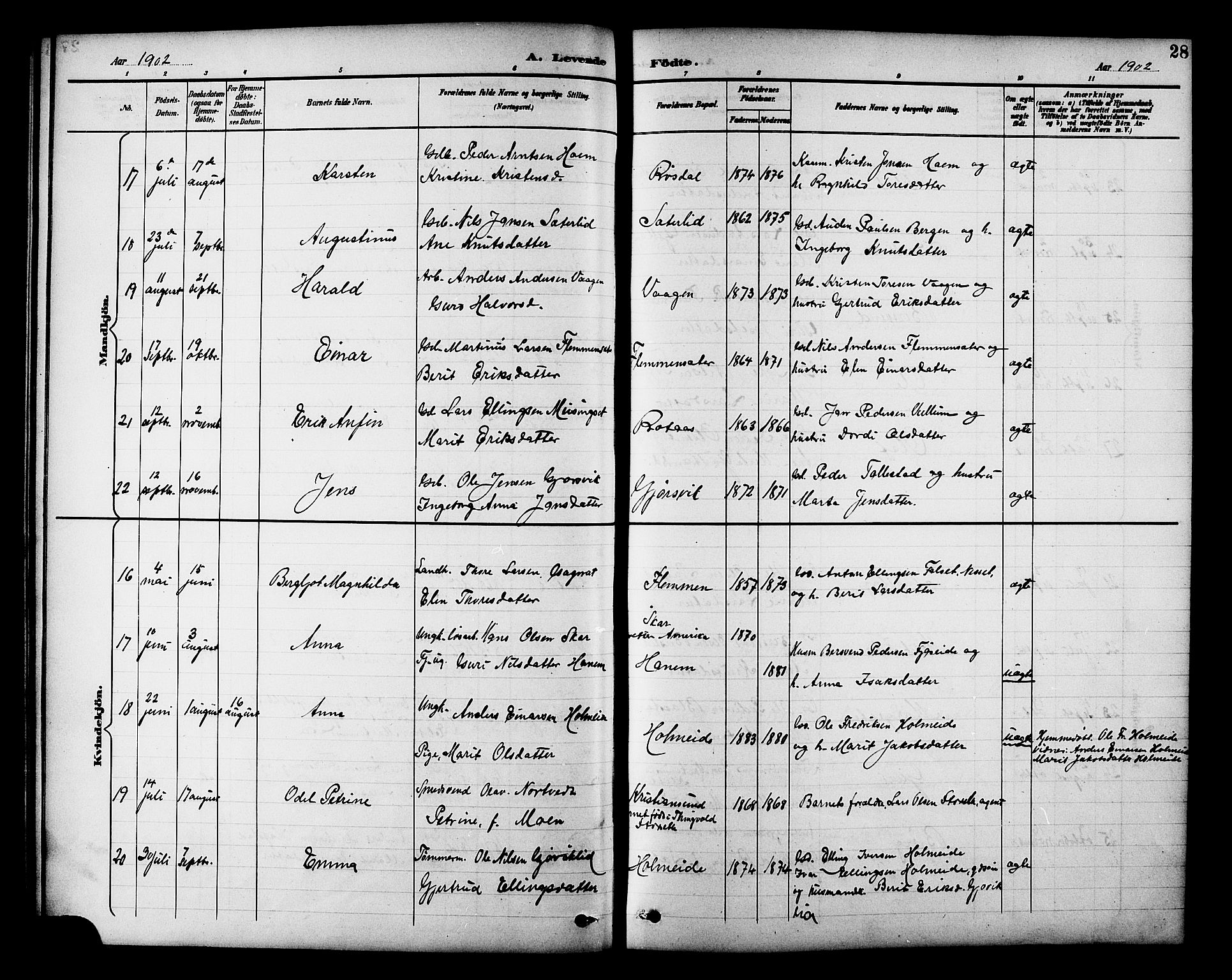 Ministerialprotokoller, klokkerbøker og fødselsregistre - Møre og Romsdal, AV/SAT-A-1454/586/L0992: Parish register (copy) no. 586C03, 1892-1909, p. 28