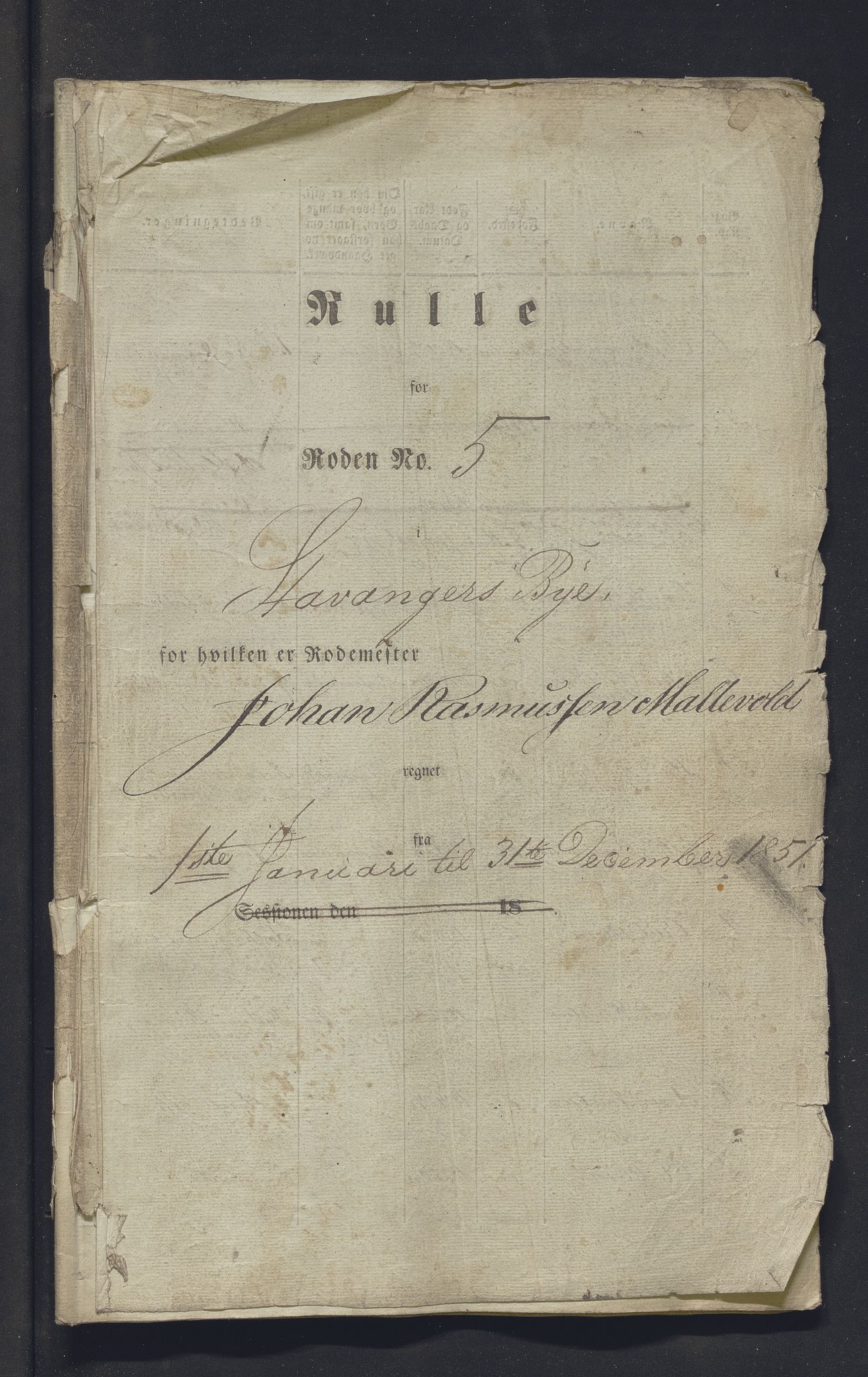 Innrulleringssjefen i Bergen, Avd. III. Bergen og Stavanger 1805-1850, SAB/A-100467/H/Ha/L0009: Mannskapsruller, 1851-1852, p. 103