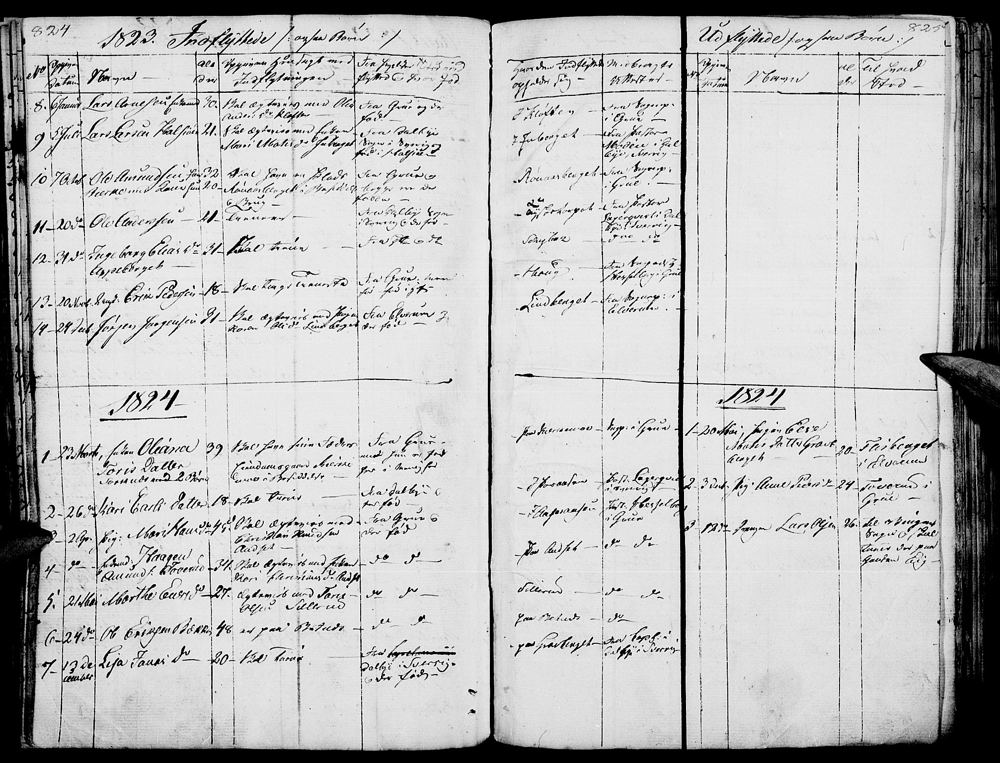 Hof prestekontor, SAH/PREST-038/H/Ha/Haa/L0006: Parish register (official) no. 6, 1822-1841, p. 824-825