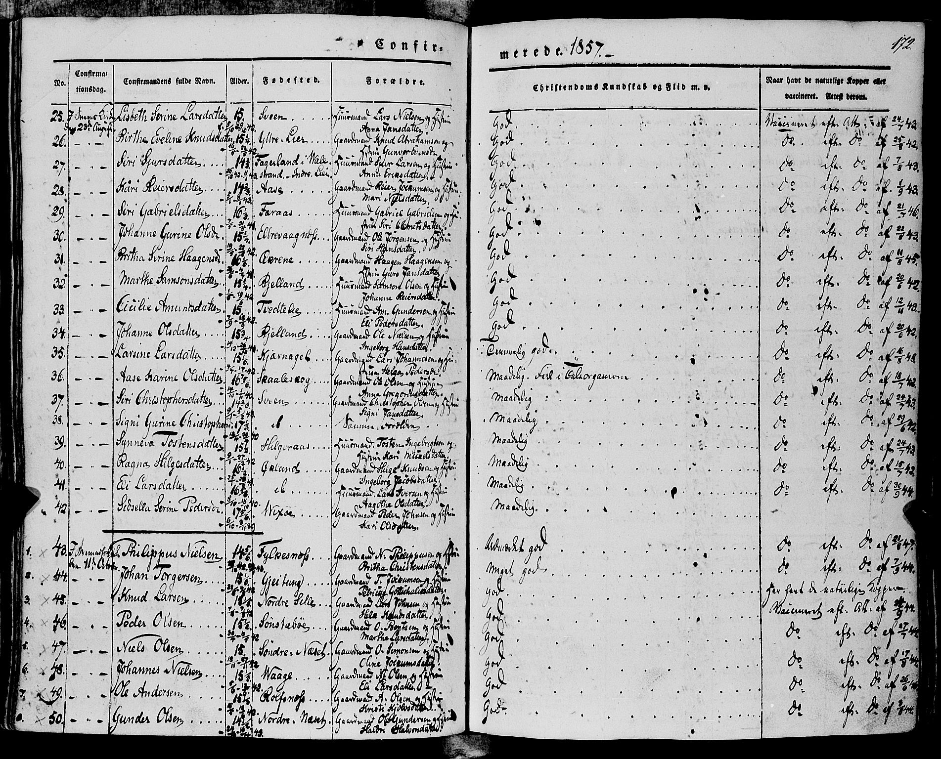 Finnås sokneprestembete, AV/SAB-A-99925/H/Ha/Haa/Haaa/L0007: Parish register (official) no. A 7, 1850-1862, p. 172