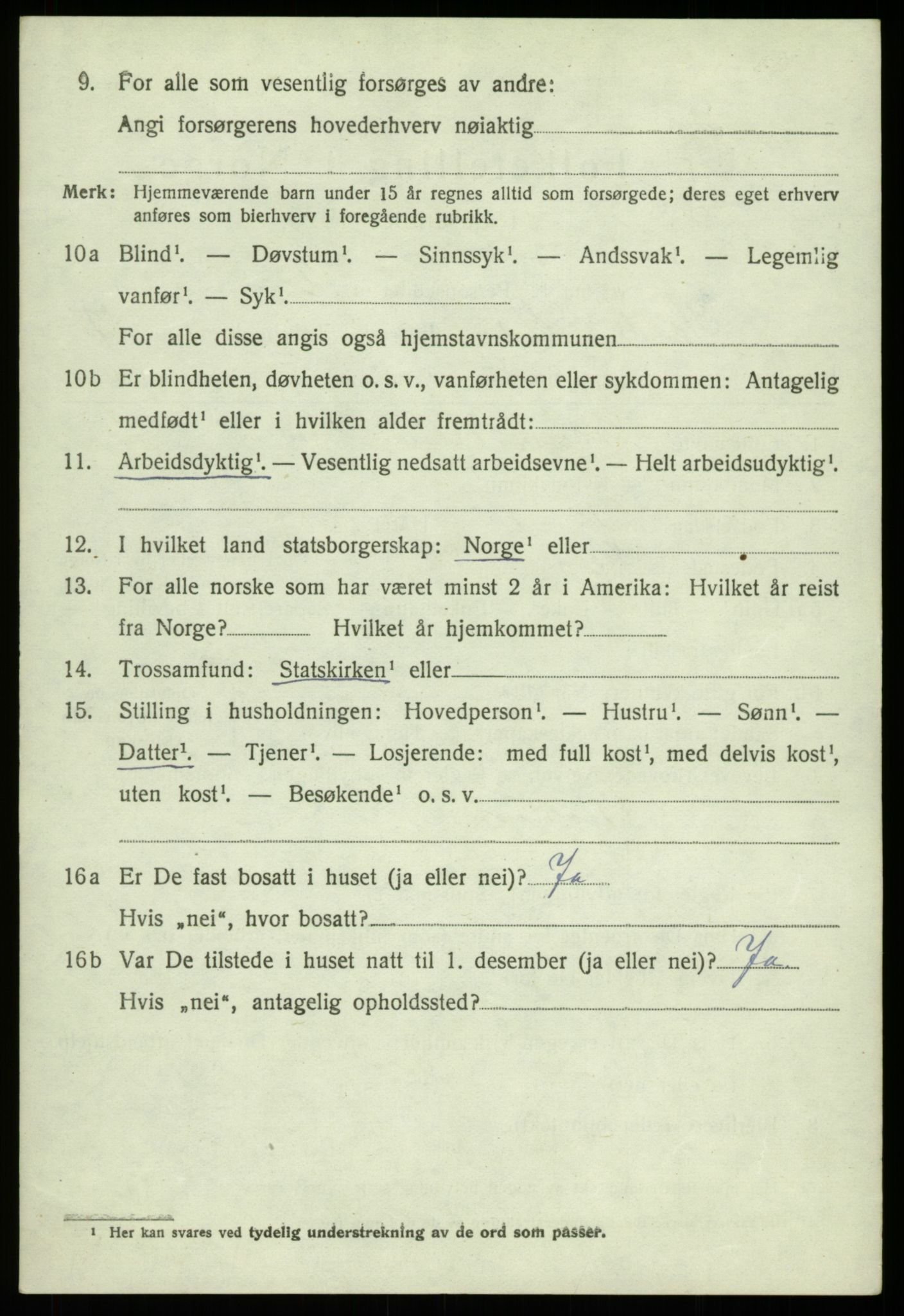 SAB, 1920 census for Os, 1920, p. 6205