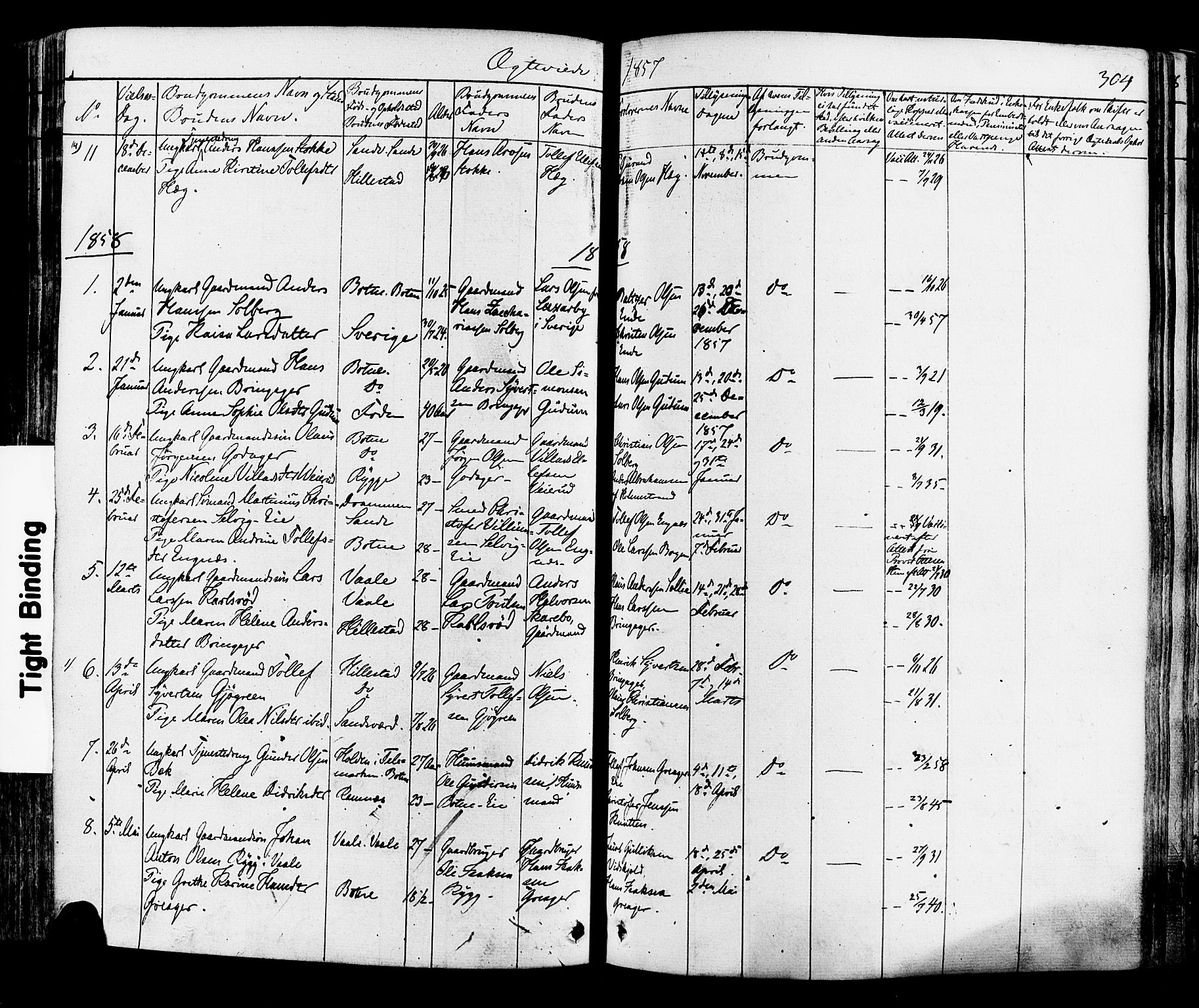 Botne kirkebøker, AV/SAKO-A-340/F/Fa/L0006: Parish register (official) no. I 6, 1836-1877, p. 304