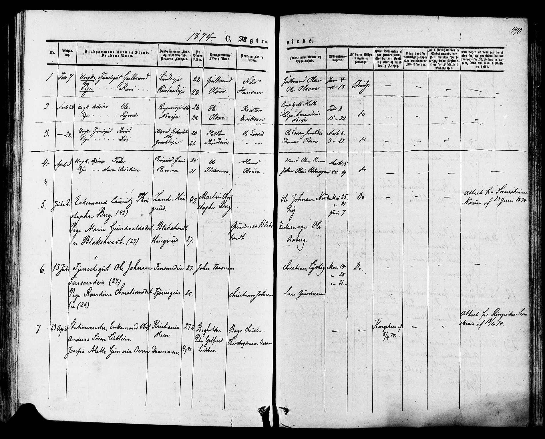 Ådal kirkebøker, SAKO/A-248/F/Fa/L0001: Parish register (official) no. I 1, 1857-1883, p. 490