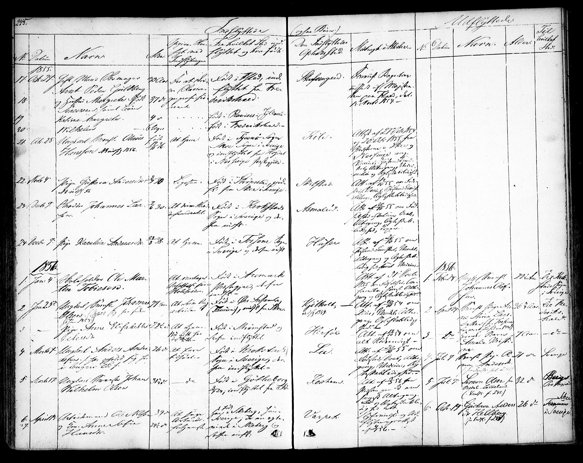 Hvaler prestekontor Kirkebøker, SAO/A-2001/F/Fa/L0006: Parish register (official) no. I 6, 1846-1863, p. 245
