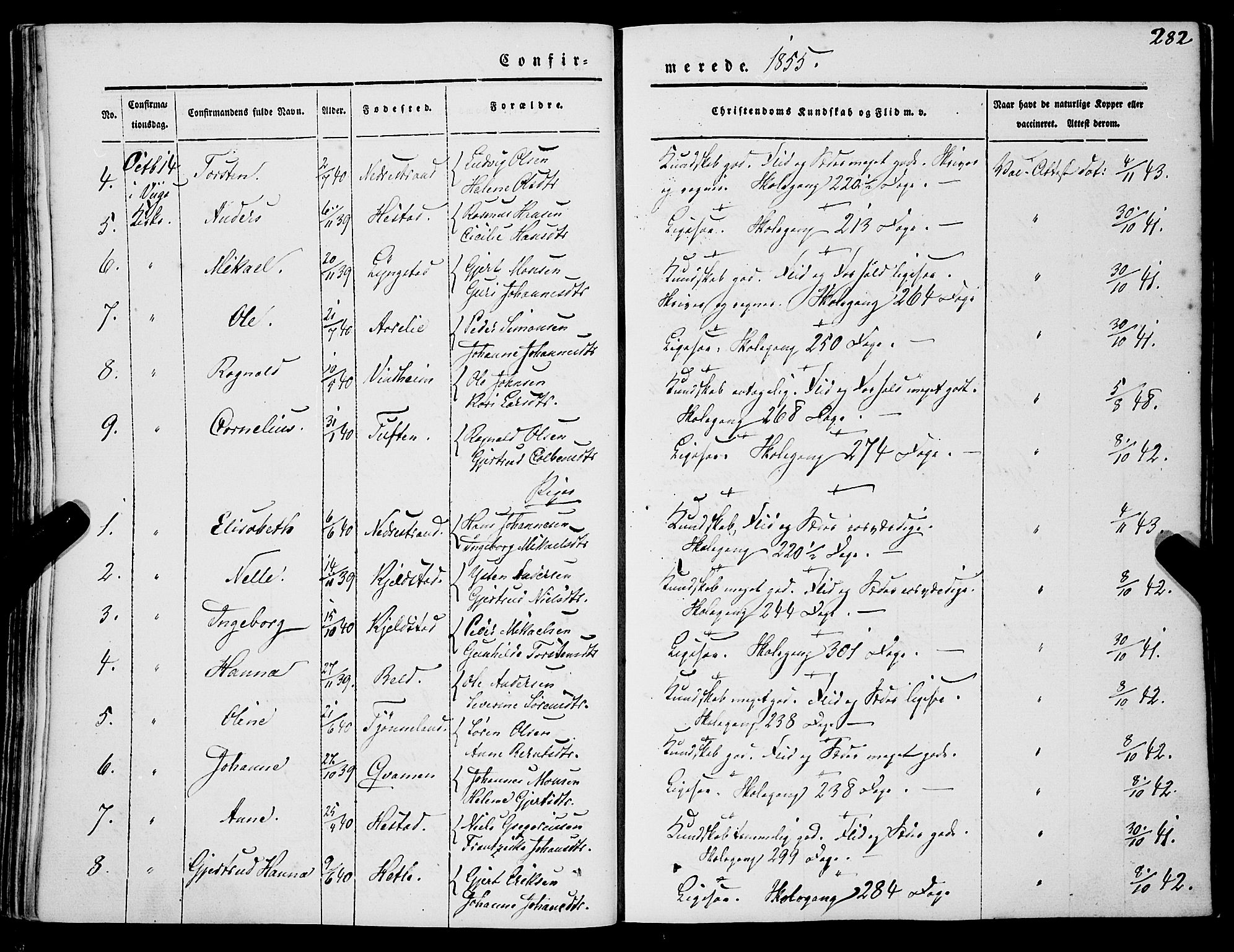 Gaular sokneprestembete, SAB/A-80001/H/Haa: Parish register (official) no. A 4I, 1840-1859, p. 282