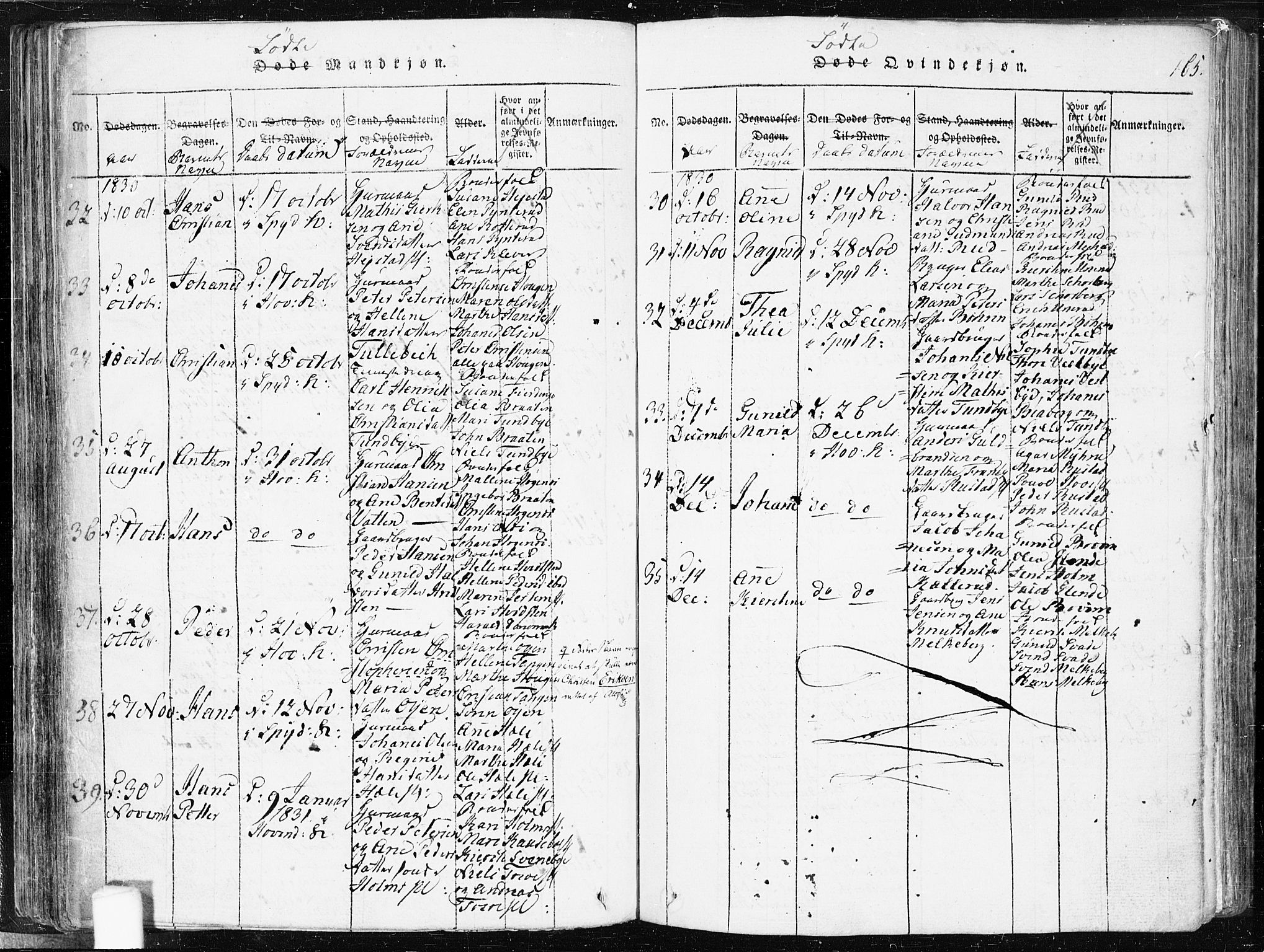 Spydeberg prestekontor Kirkebøker, SAO/A-10924/F/Fa/L0004: Parish register (official) no. I 4, 1814-1841, p. 165